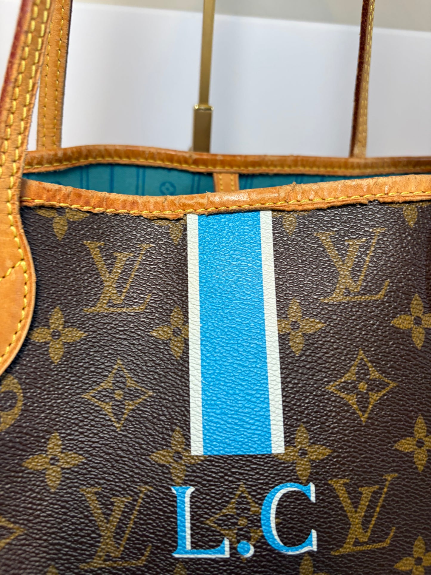 Louis Vuitton Neverfull MM Tote– My Heritage Monogram Custom Stripe & Initials Comes with Legit App COA