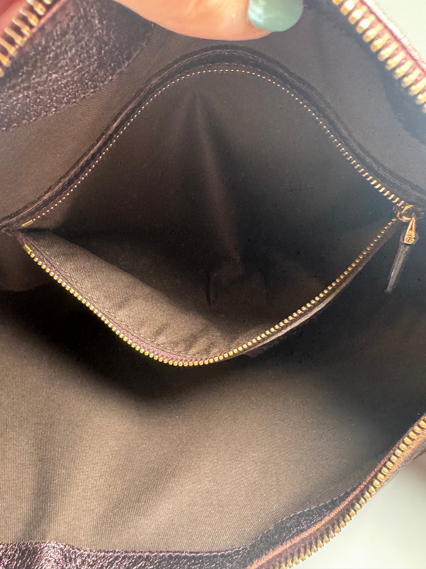 Gucci Bamboo Ring Metallic Purple Leather Shoulder Bag Crescent Hobo Bag