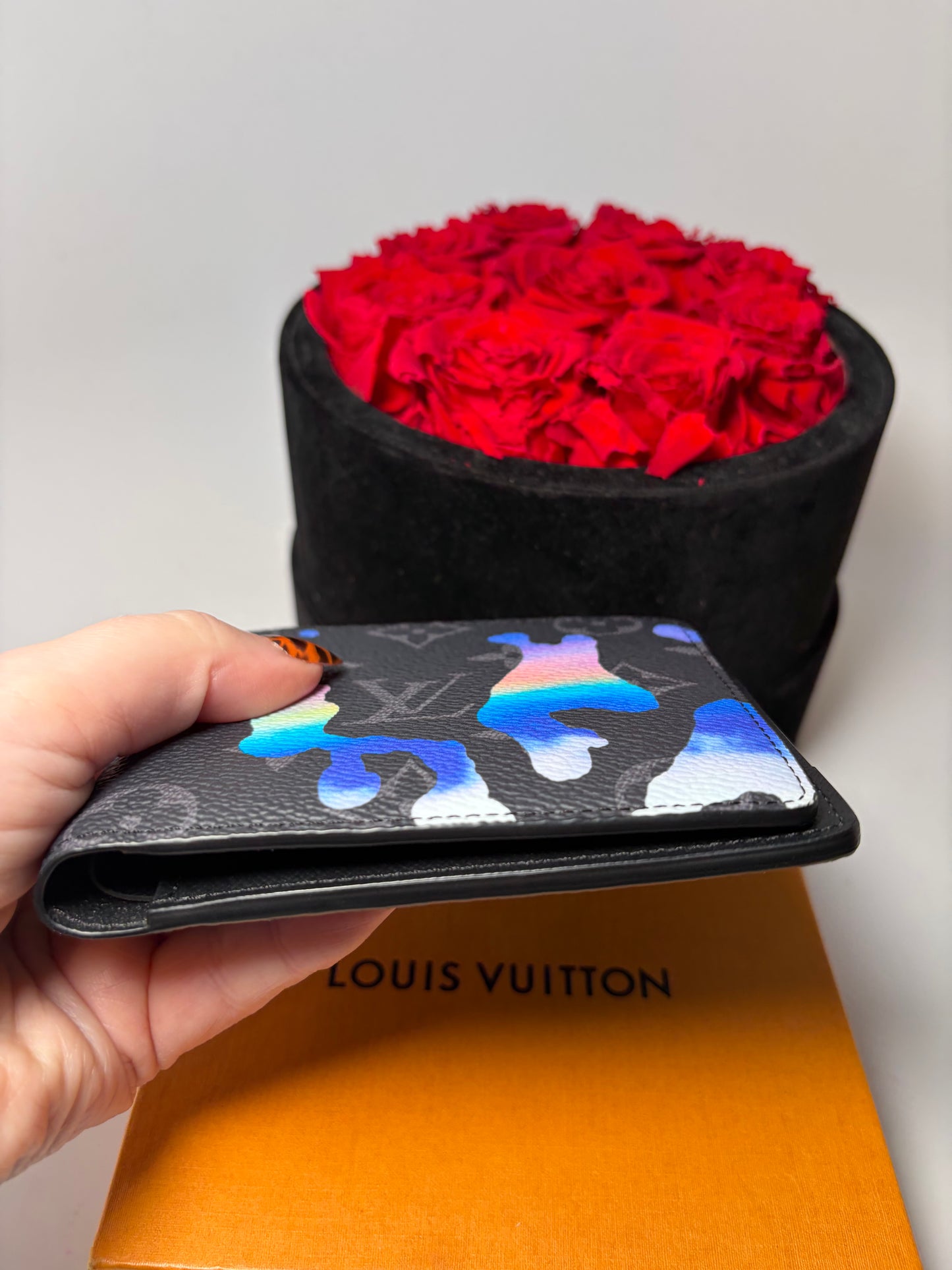 Louis Vuitton Sunrise Monogram Eclipse Bifold Wallet Full Set with Box, Dust Bag & COA- Like New