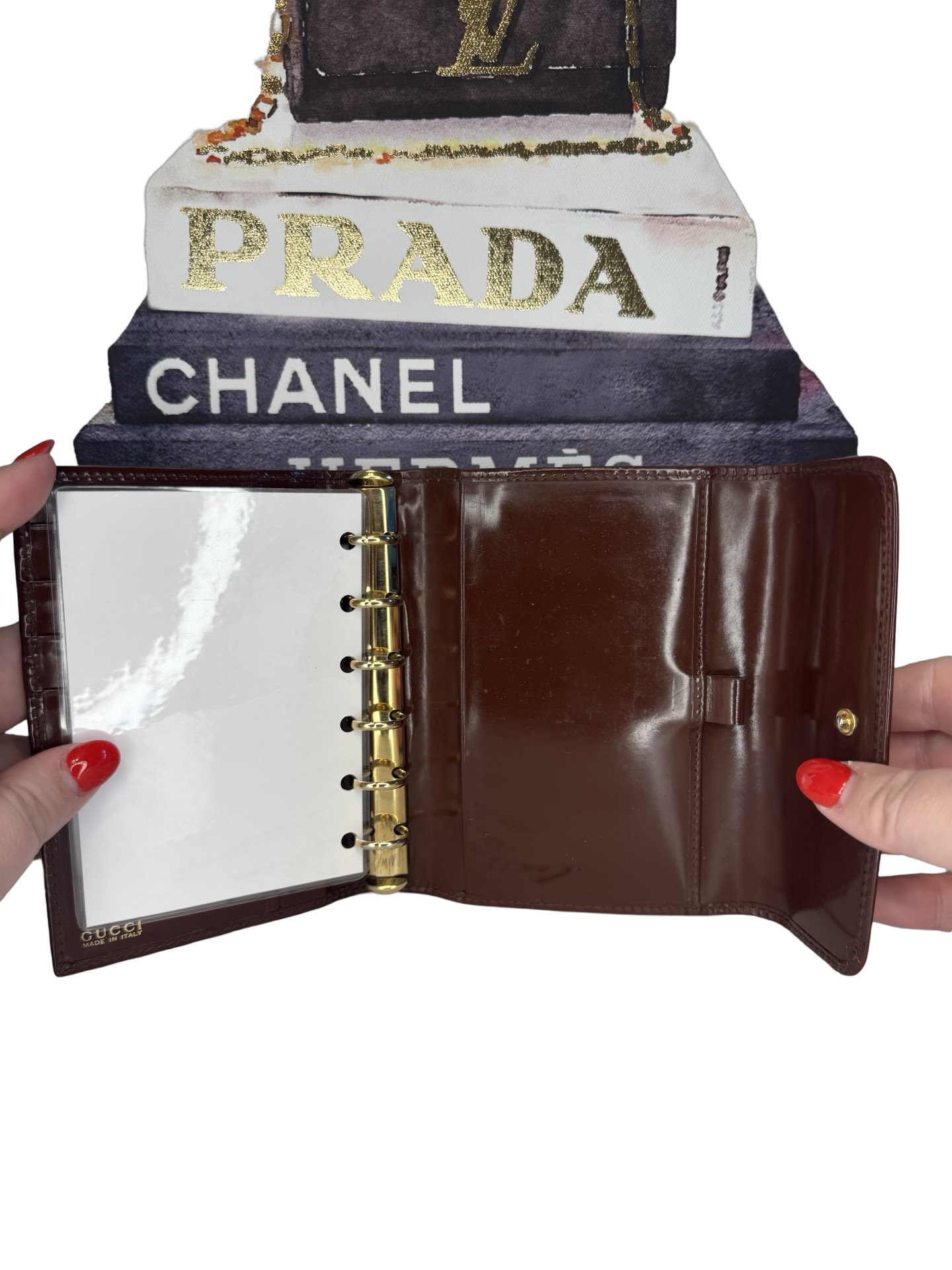 Gucci Mini Agenda Planner/Wallet GUC Red Burgundy Leather Vintage Designer