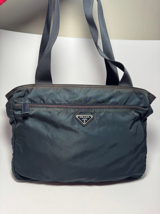 Prada Tessuto Nylon Tote – Vintage Navy Blue Designer Bag