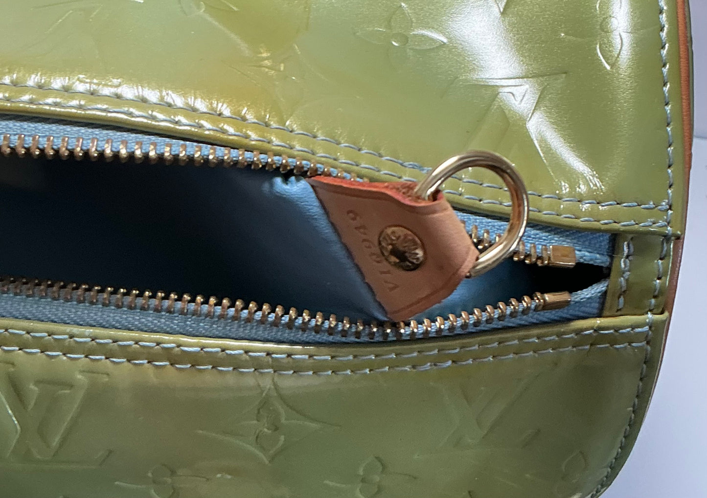 Louis Vuitton Vernis Green Monogram Papillon Bedford Bag w/Vachetta Leather