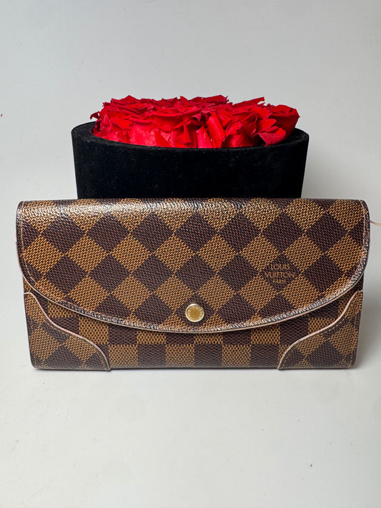 Louis Vuitton Damier Ebene Caissa Wallet w/Ballerine Pink Interior