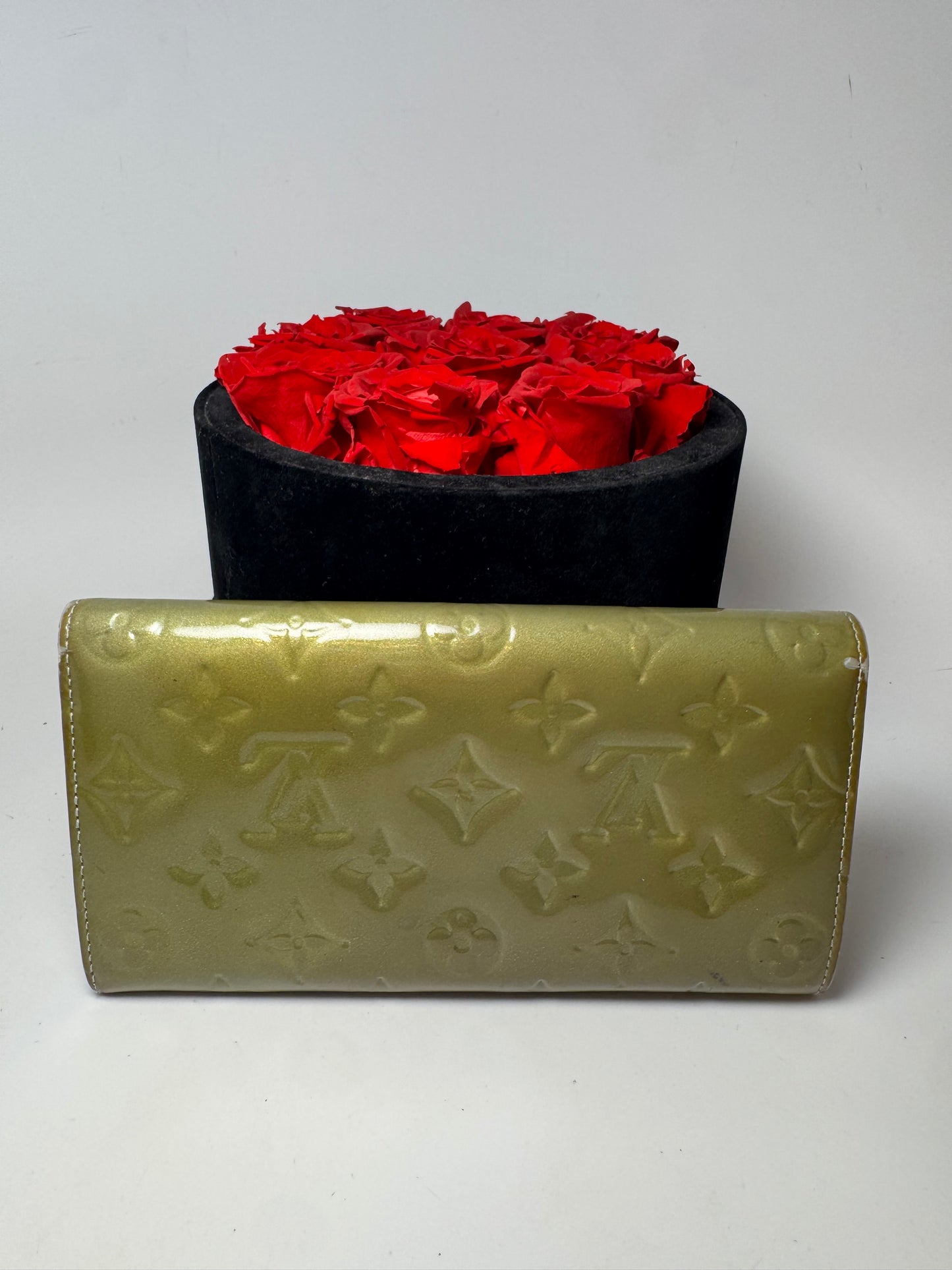 Louis Vuitton Moss Green Vernis Leather Wallet w/Blue Interior