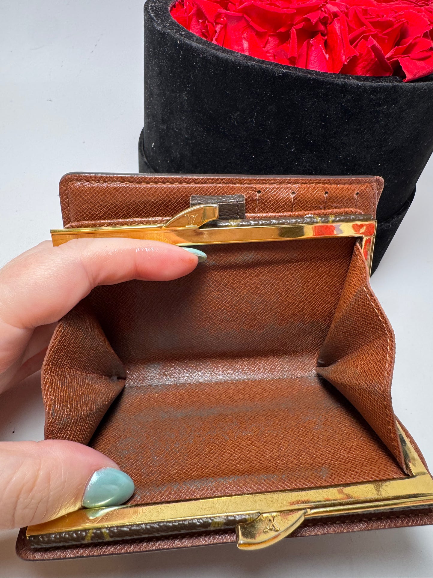 Louis Vuitton French Purse Monogram Kiss Lock Wallet