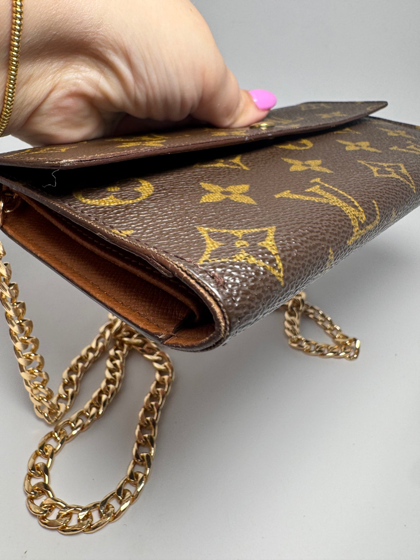 Louis Vuitton Trifold Monogram Wallet on Chain- July 1998