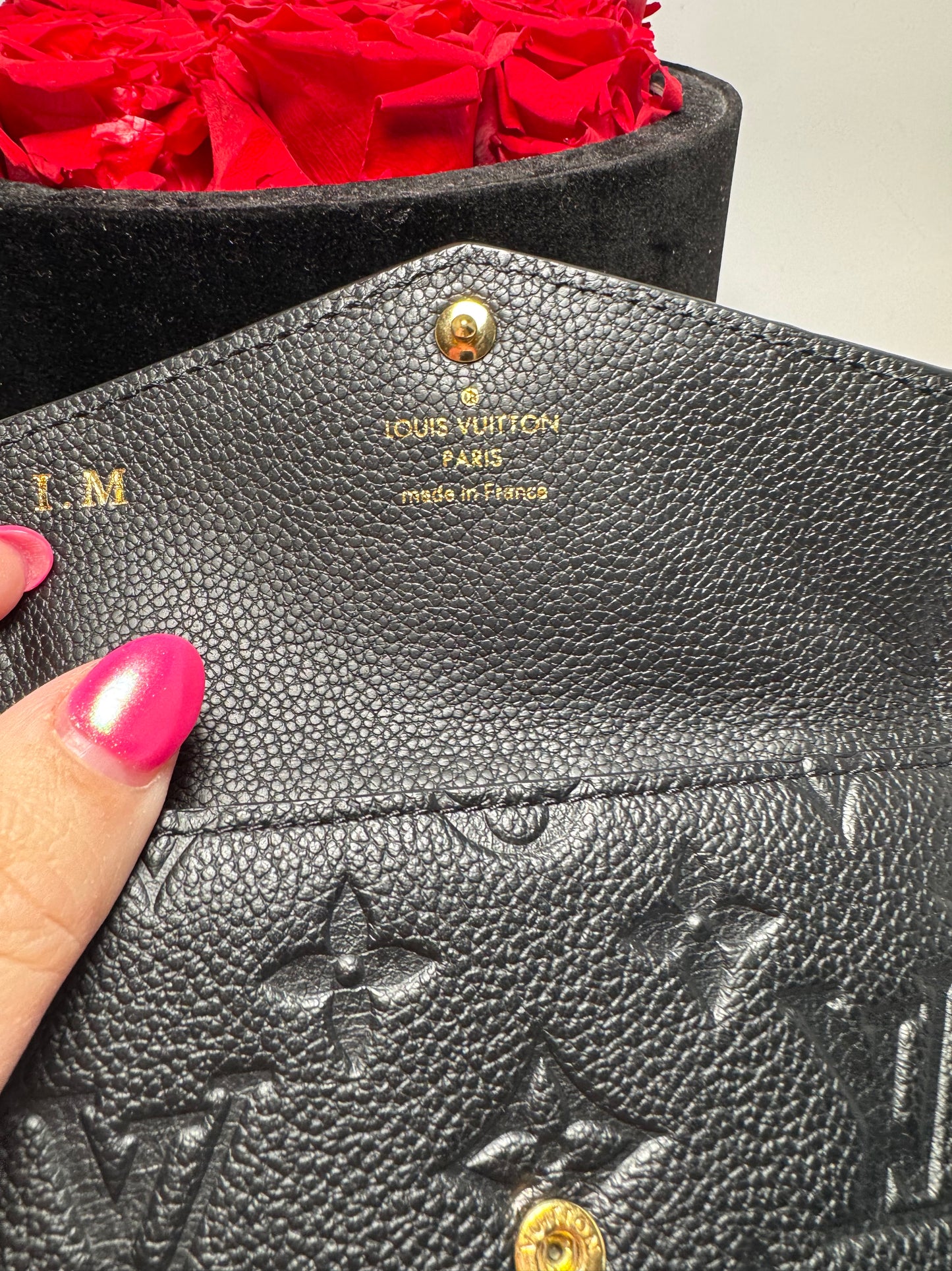 Louis Vuitton Black Key Pouch Wallet Empriente Noir Leather w/Key Ring