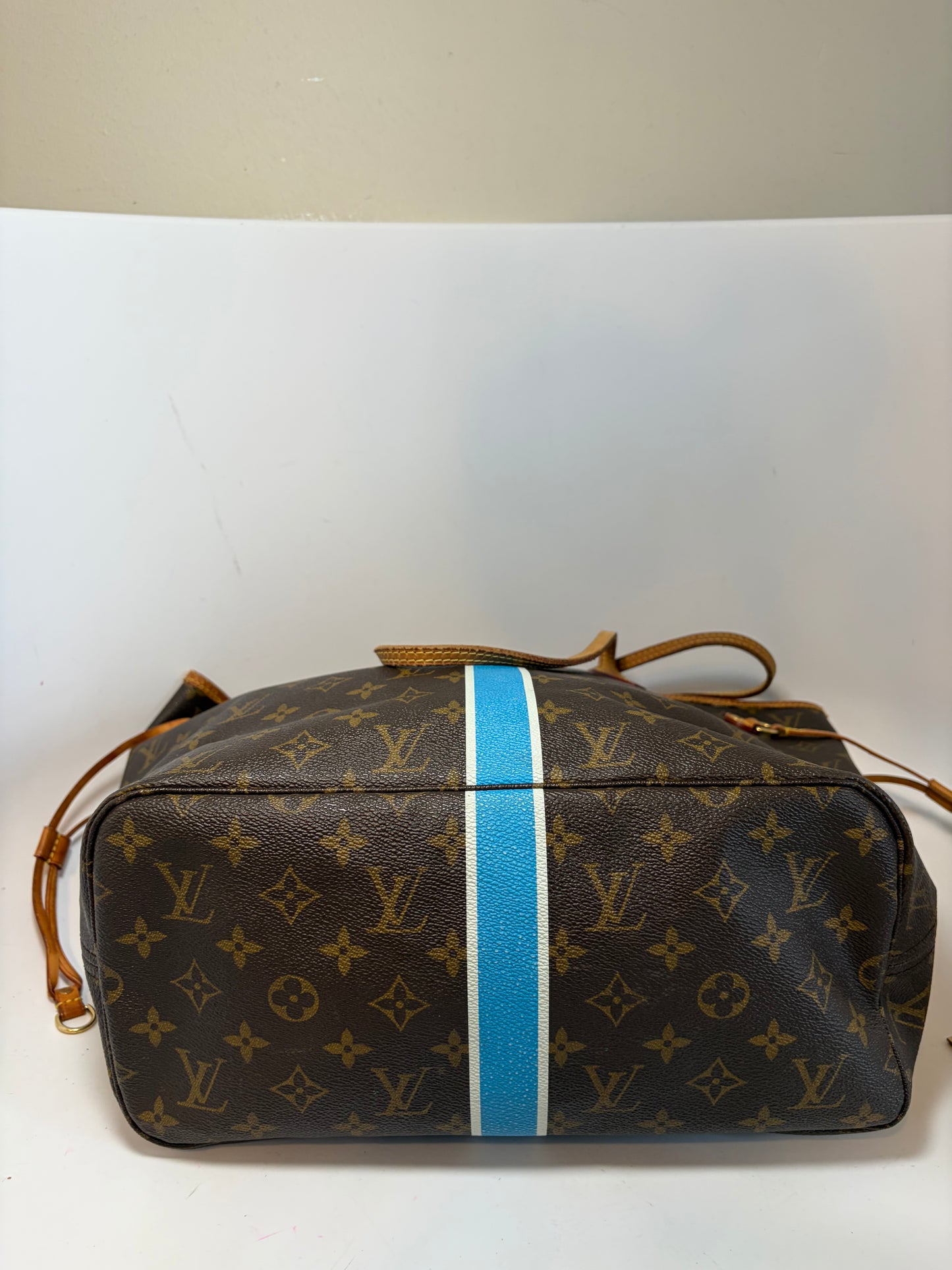 Louis Vuitton Neverfull MM Tote– My Heritage Monogram Custom Stripe & Initials Comes with Legit App COA