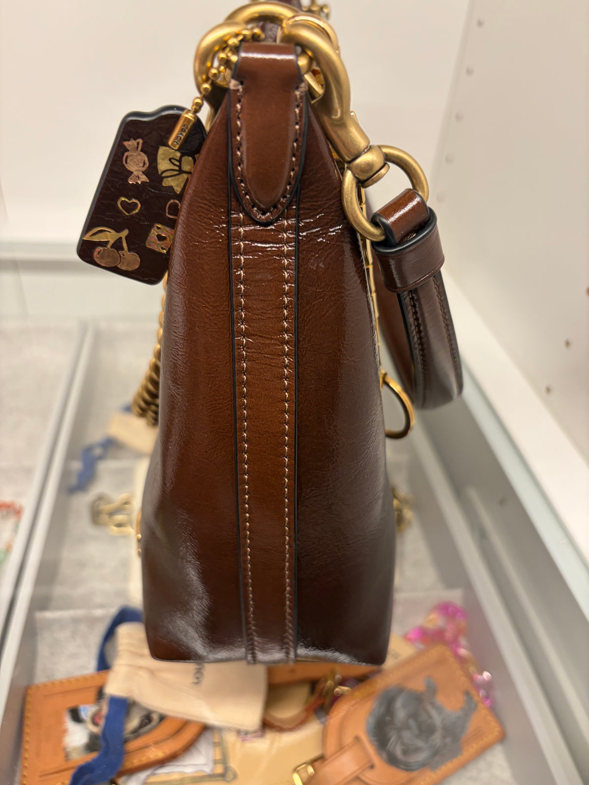 Coach Juliette 25 Maple Glazed Leather Shoulder Bag/Crossbody Coach Create Bows