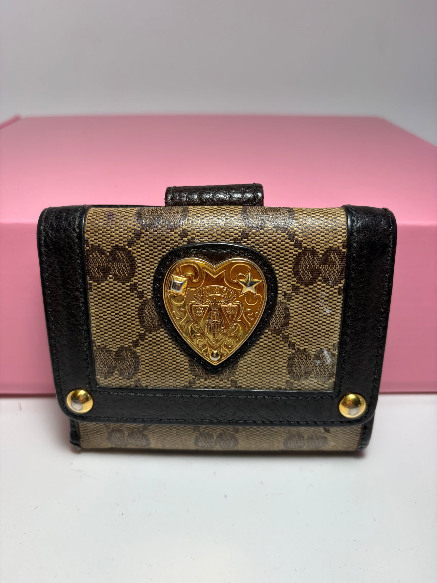 Gucci GG Babouska Canvas & leather compact wallet