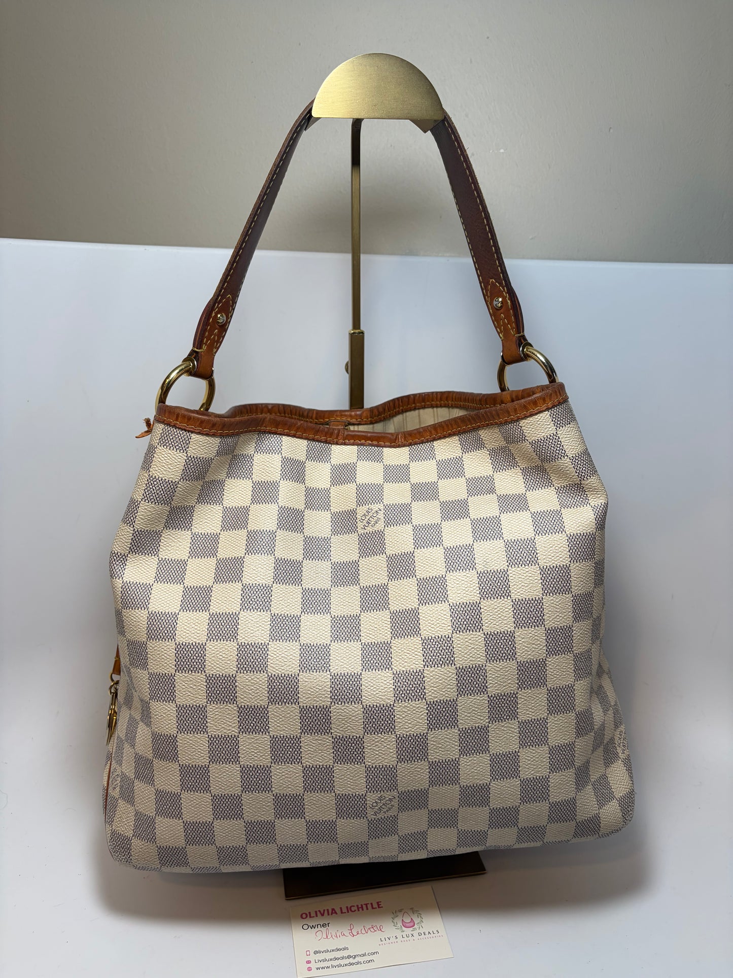 Louis Vuitton Delightful PM Damier Azur Shoulder Bag w/COA
