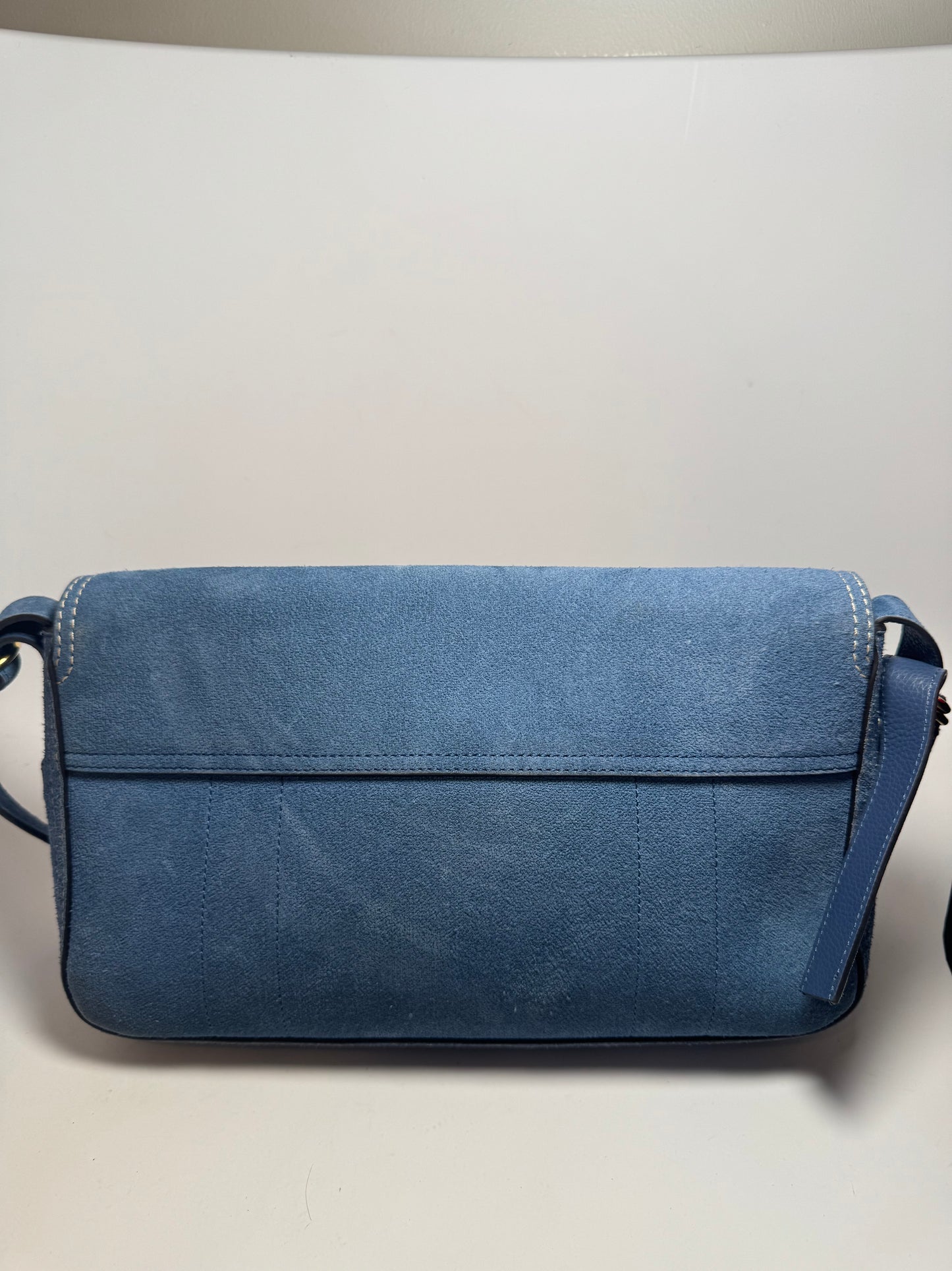 Mulberry East West Bayswater Shoulder Bag in Denim Indigo Suede & Leather – 2024 Release