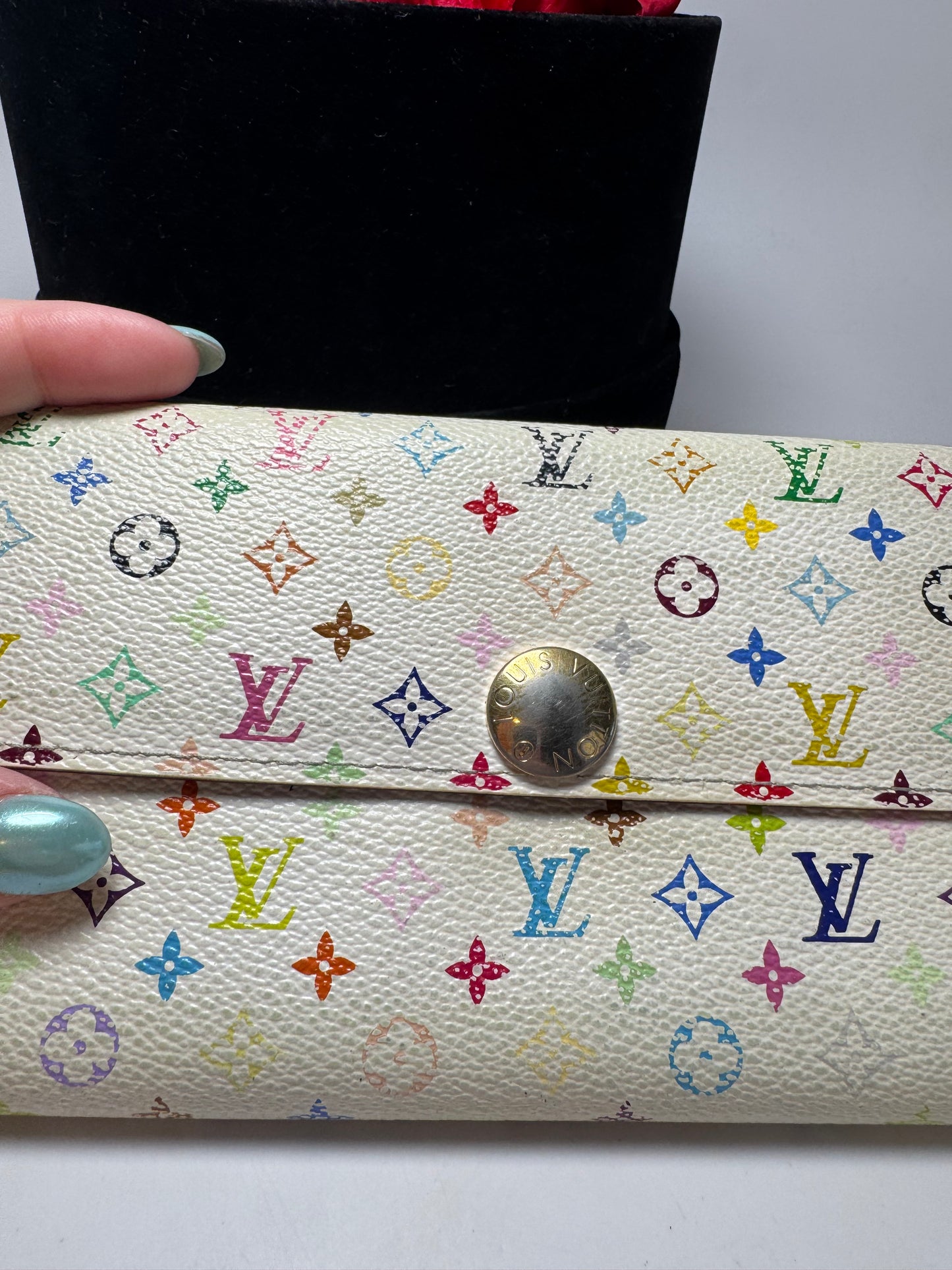 Louis Vuitton Sarah White Multicolor Wallet- FAIR condition