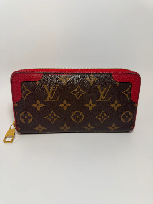 Louis Vuitton Retiro Zippy Wallet in Cerise Red Monogram