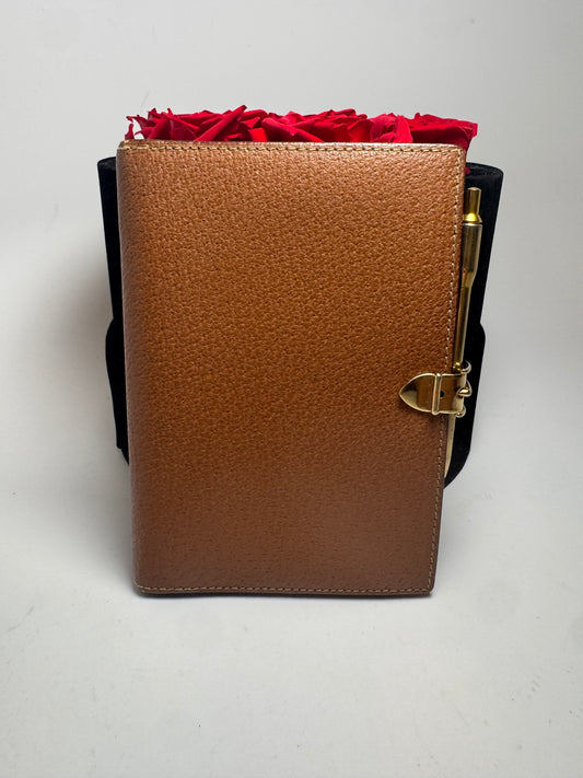 Gucci Brown Leather Agenda/Diary Cover w/6 Rings (Holds Passport)