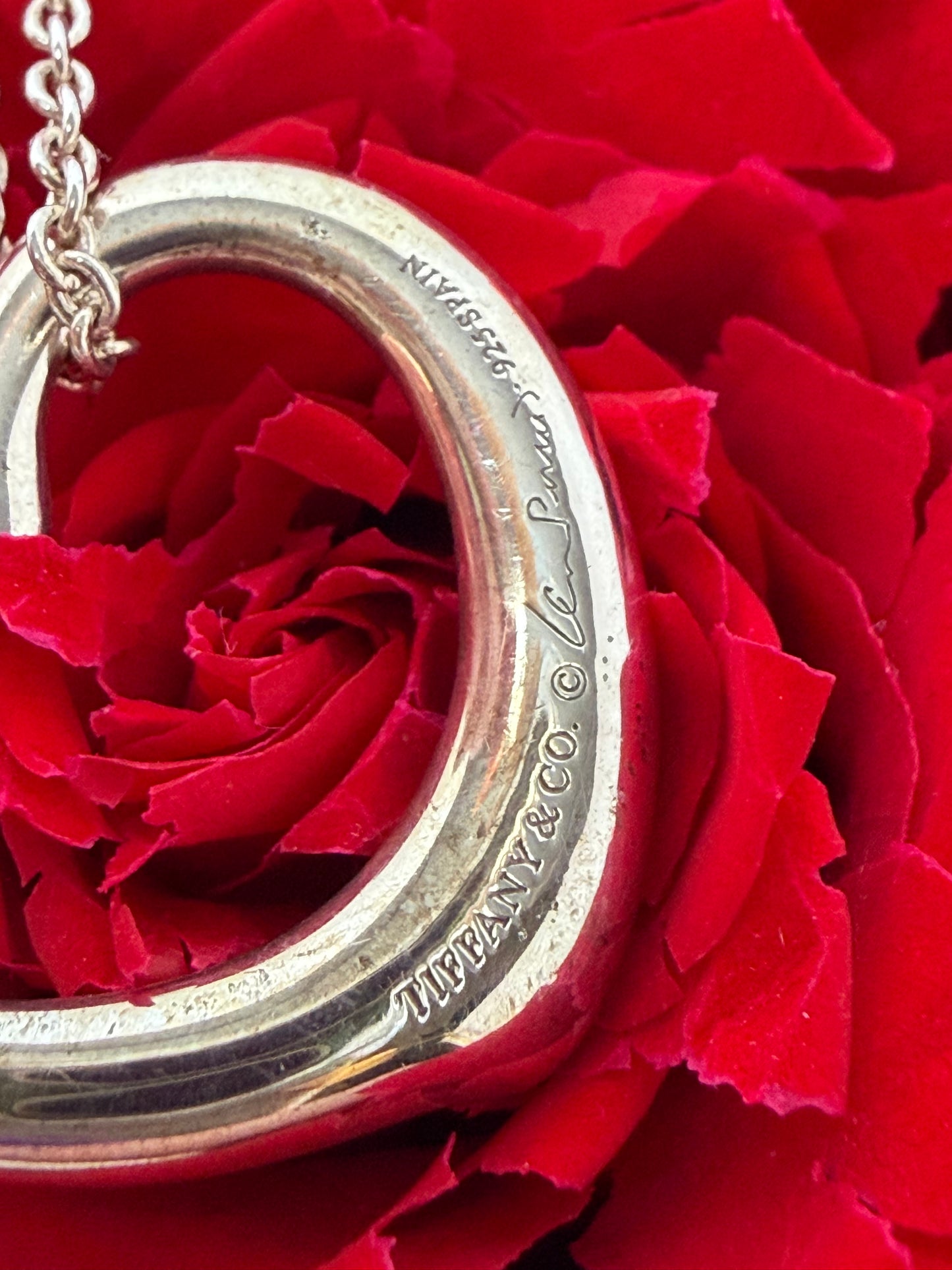 Tiffany & Co Elsa Peretti Open Heart Sterling Silver Necklace