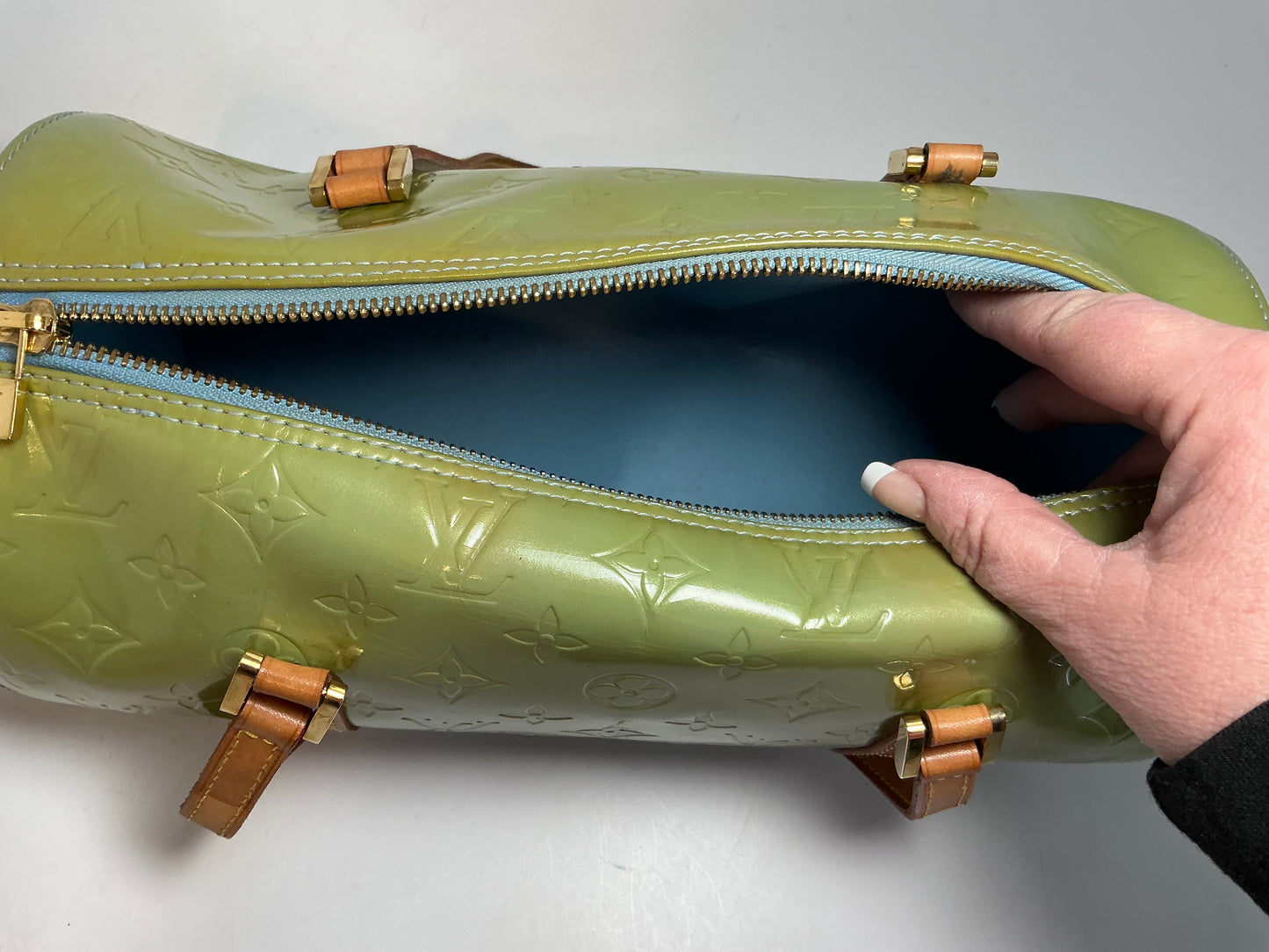 Louis Vuitton Vernis Green Monogram Papillon Bedford Bag w/Vachetta Leather
