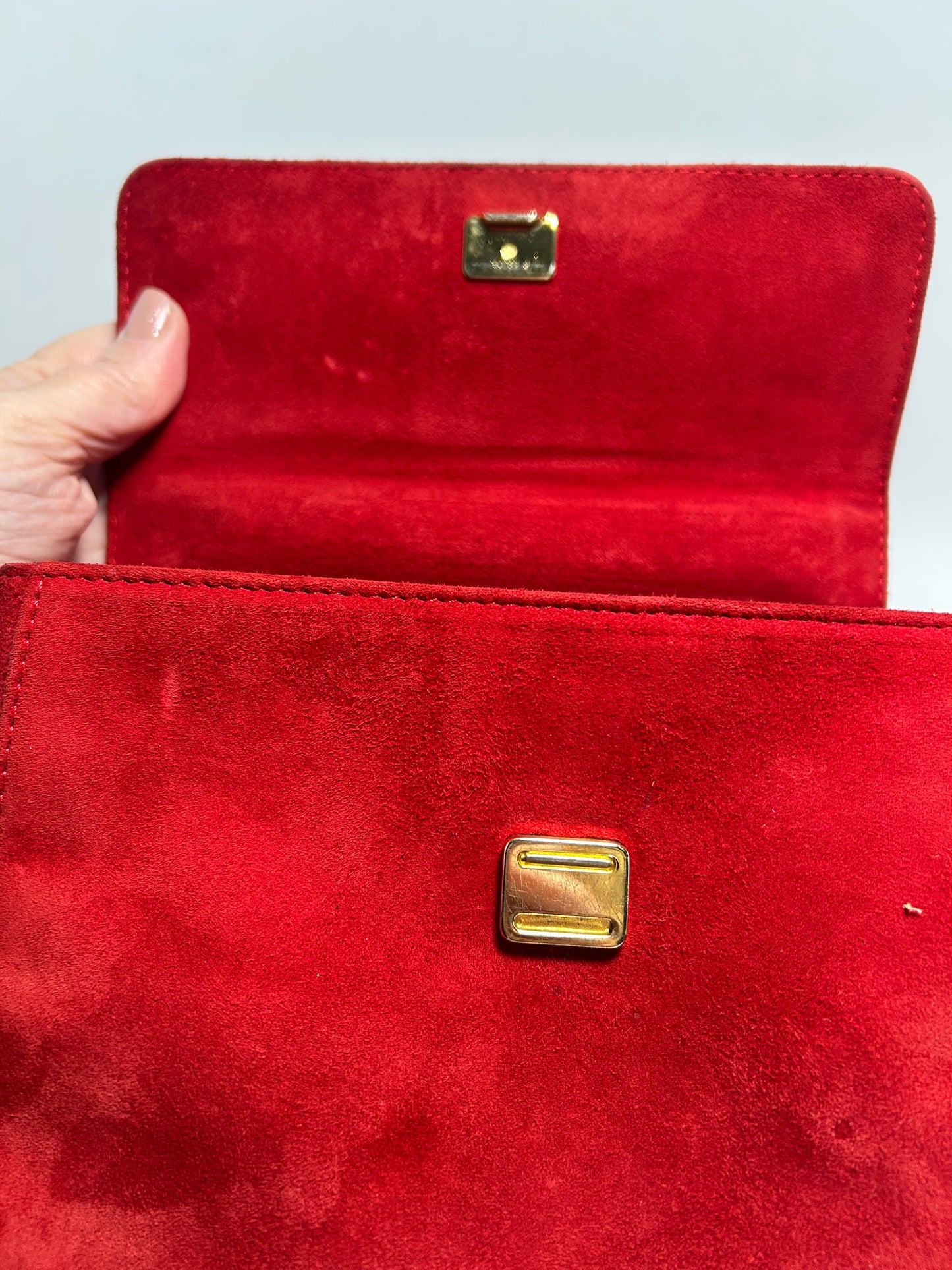 Prada Red Suede Chain Shoulder Bag