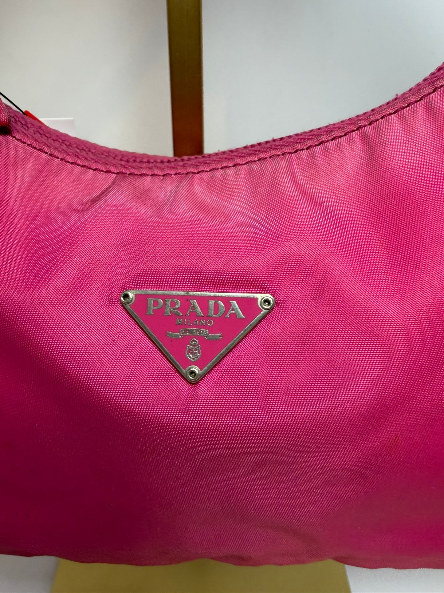 Prada Hot Pink Nylon Hobo Tessuto Mini Hand Bag