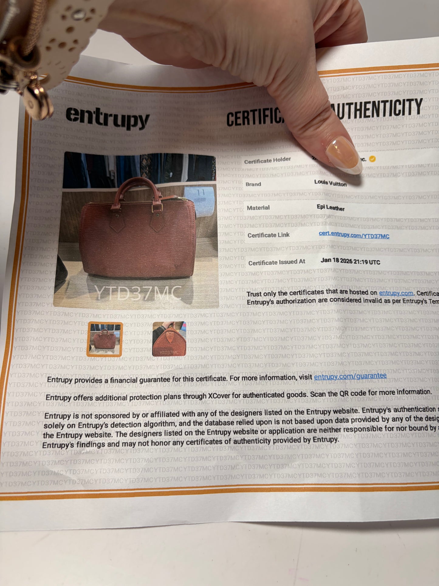 Louis Vuitton Speedy 25 Kenyan Fawn Epi Leather w/Entrupy Certificate