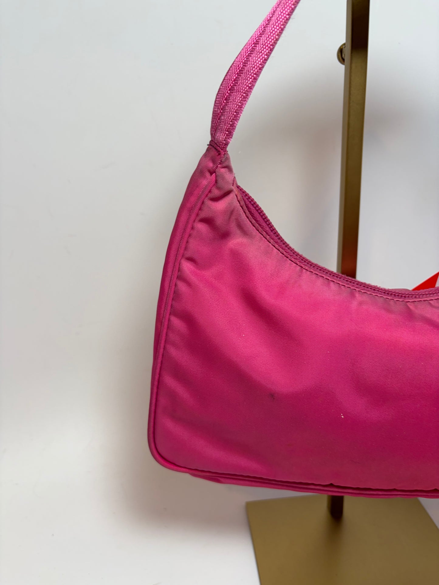 Prada Hot Pink Nylon Hobo Tessuto Mini Hand Bag