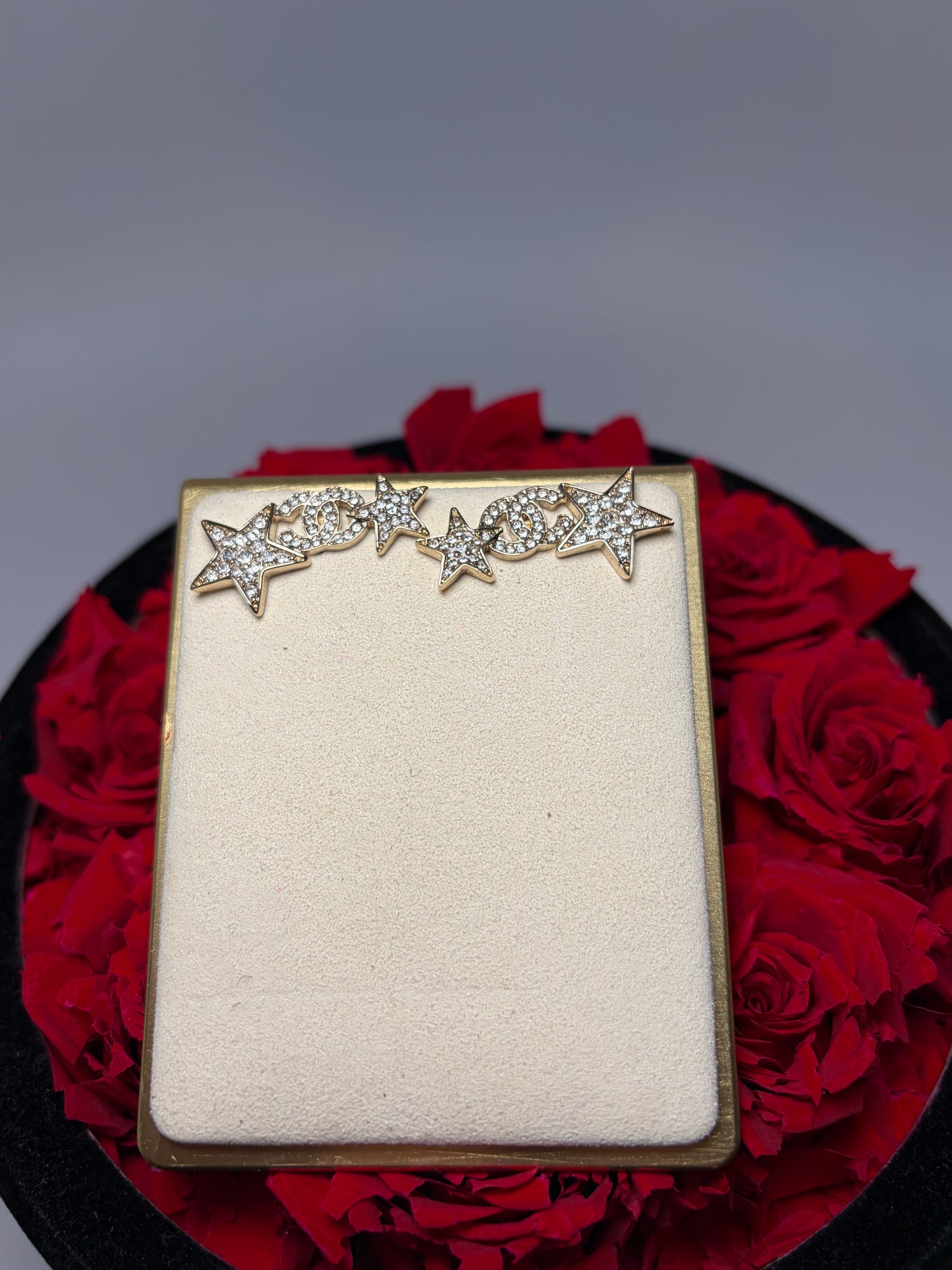 Chanel CC Gold Double Star Earrings