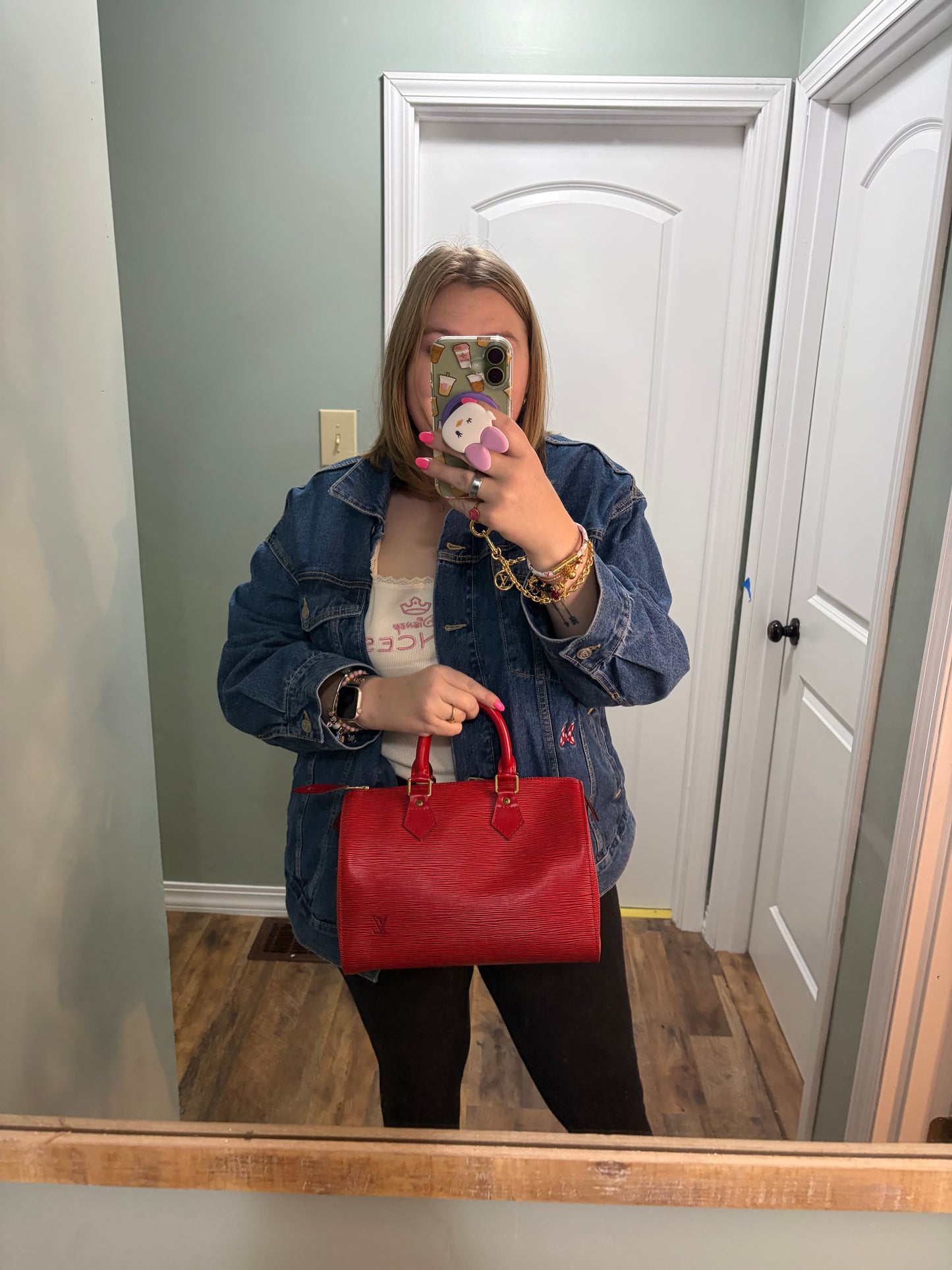 Louis Vuitton Speedy 25 Red Epi Leather, Made in France June 1994