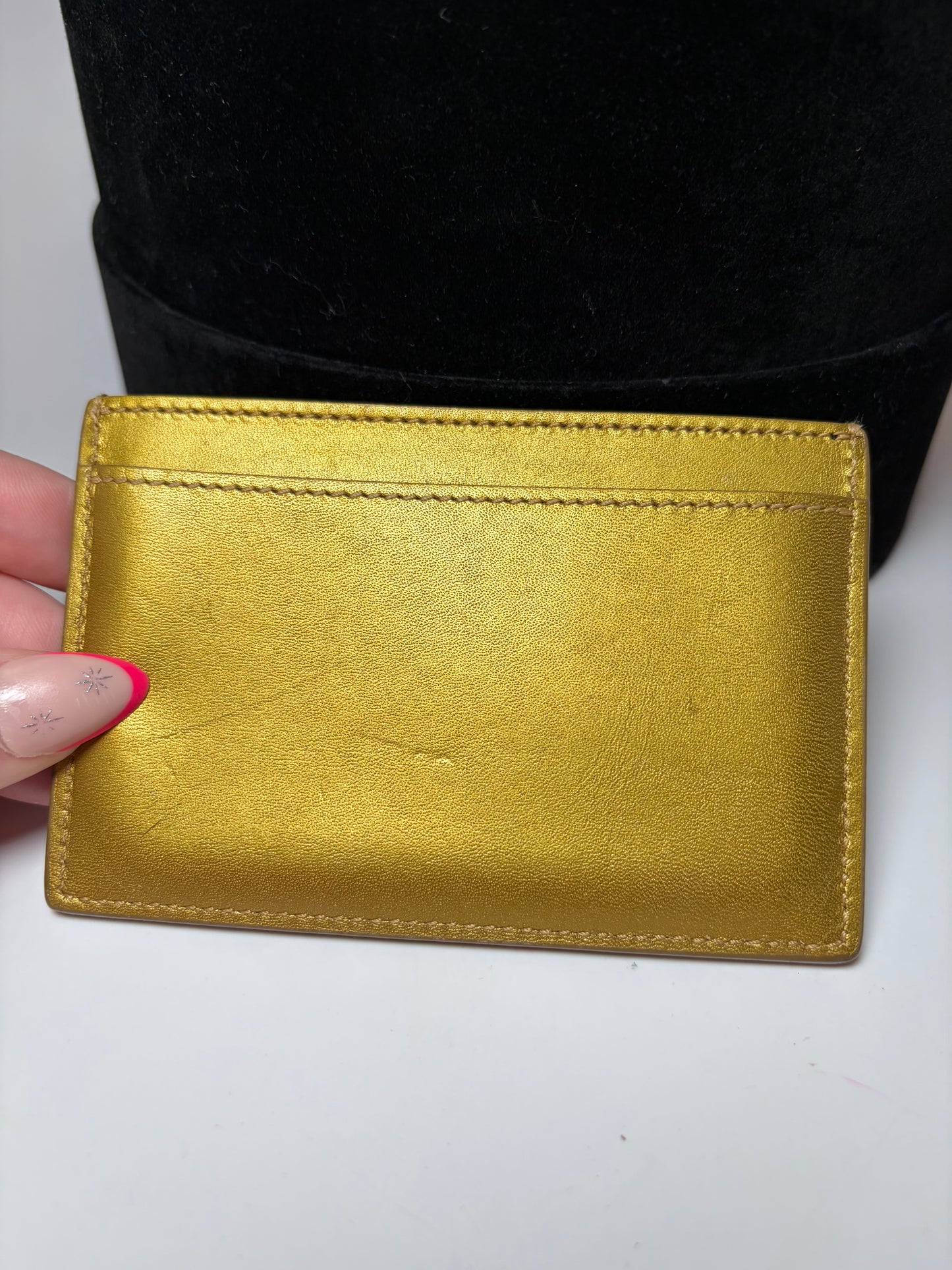 Saint Laurent Gold Leather Card Holder