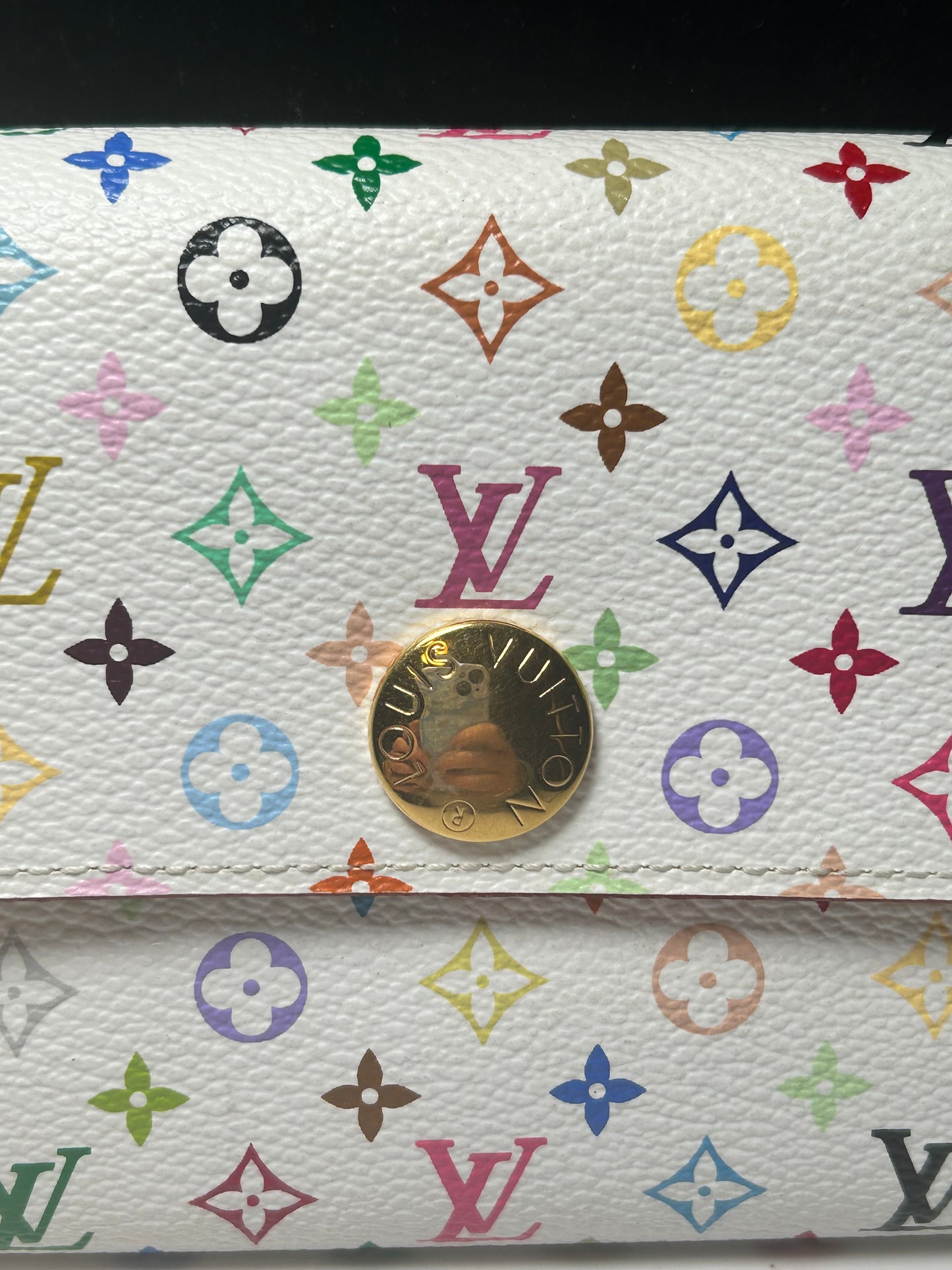 Louis Vuitton Multicolore Sarah White Monogram Wallet with Yellow Interior Excellent Condition