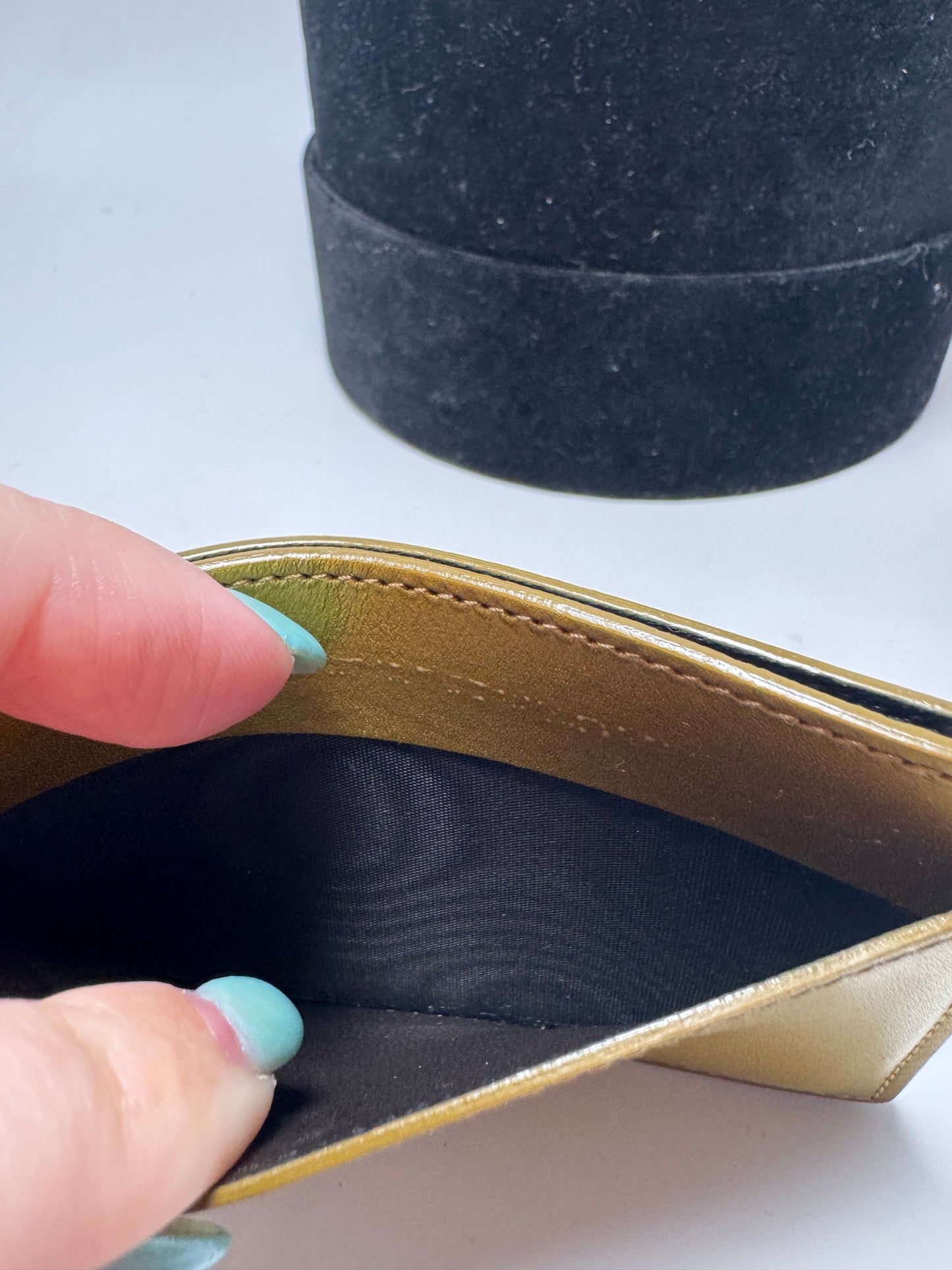Saint Laurent Gold Leather Card Holder