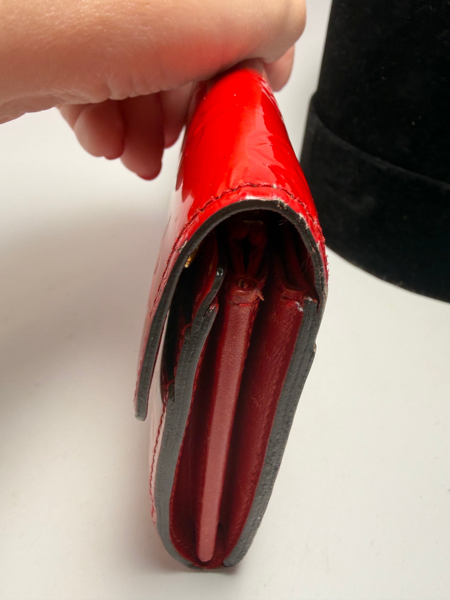 Louis Vuitton Cherry Red Vernis Leather Sarah Wallet