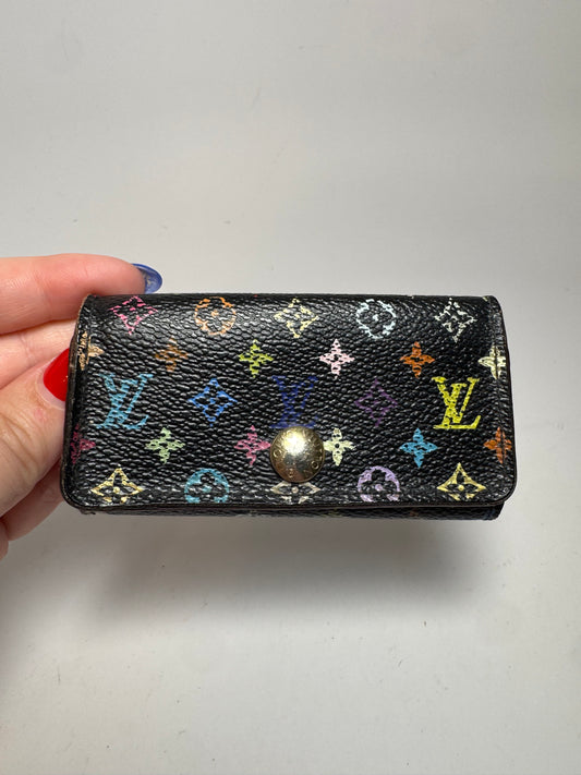 Louis Vuitton Black Multicolor Murakami 4 Key Holder w/Lilac Purple Interior