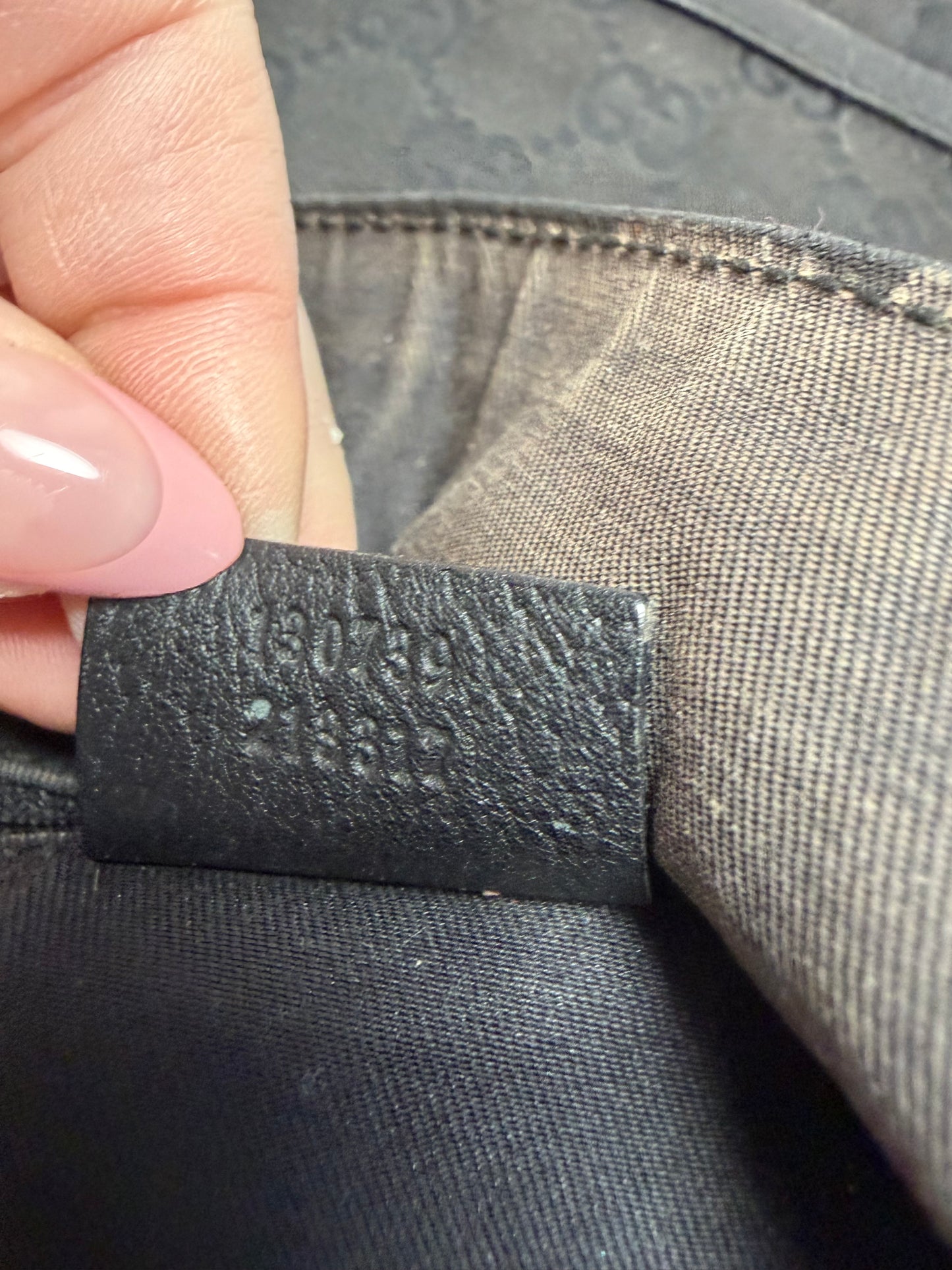Gucci Abbey Tote Black GG Monogram Canvas & Leather comes with certificate of authenticity from Entrupy