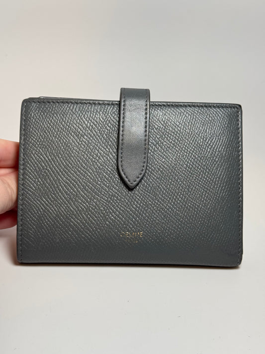 Céline Medium Long Strap Wallet – Grey Grained Leather – Made in Italy