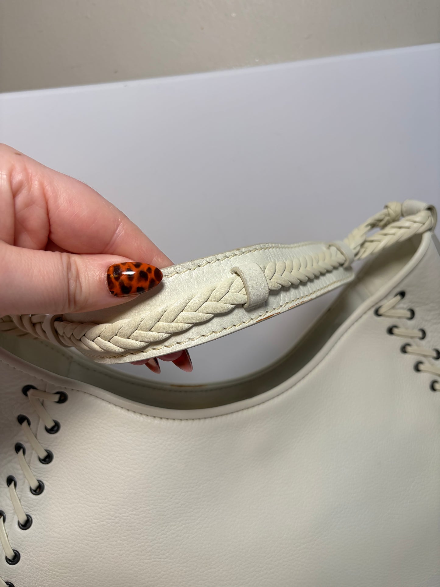 Christian Dior Y2K Cream Leather Hobo Bag with Charm & COA