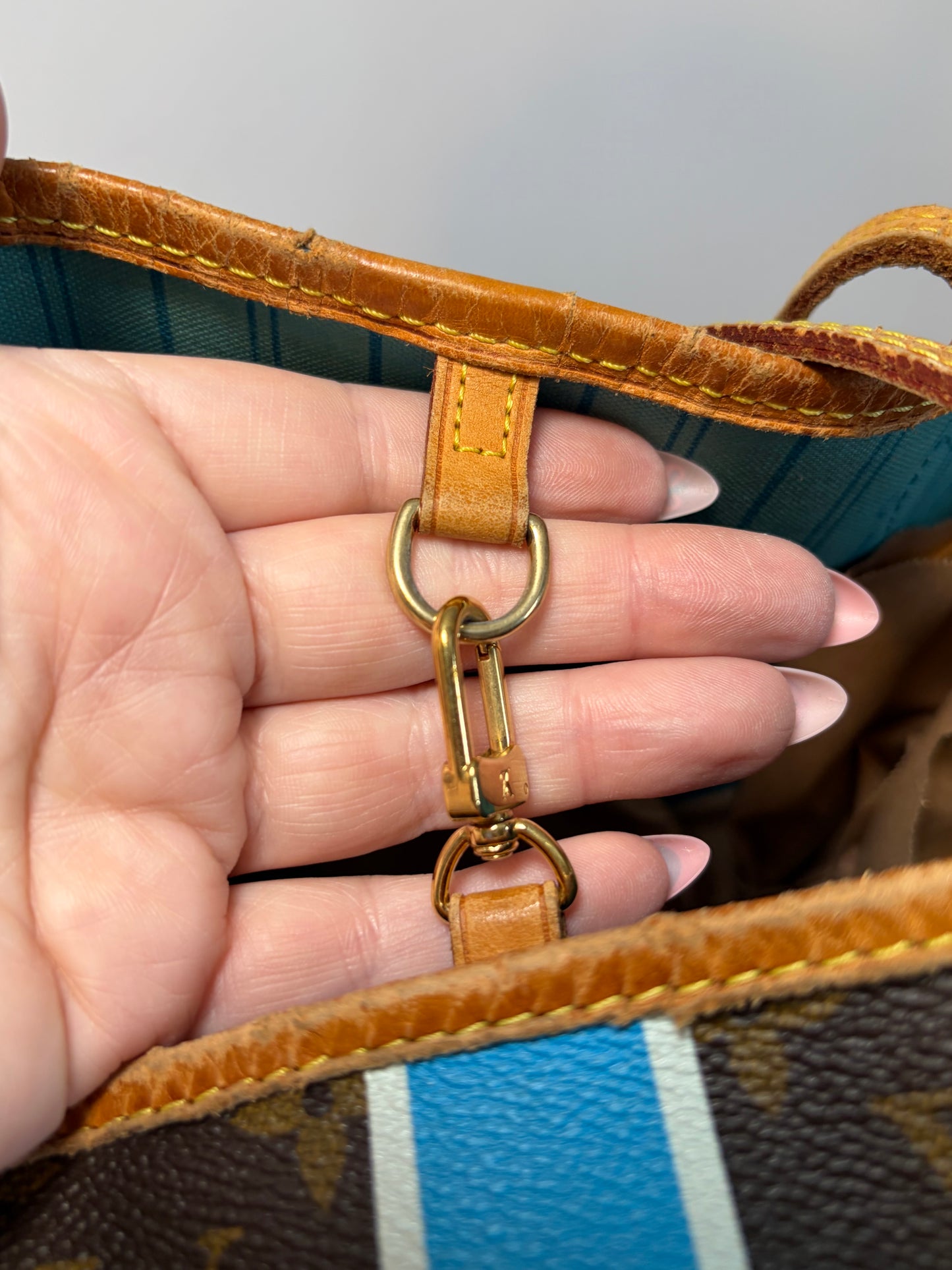 Louis Vuitton Neverfull MM Tote– My Heritage Monogram Custom Stripe & Initials Comes with Legit App COA
