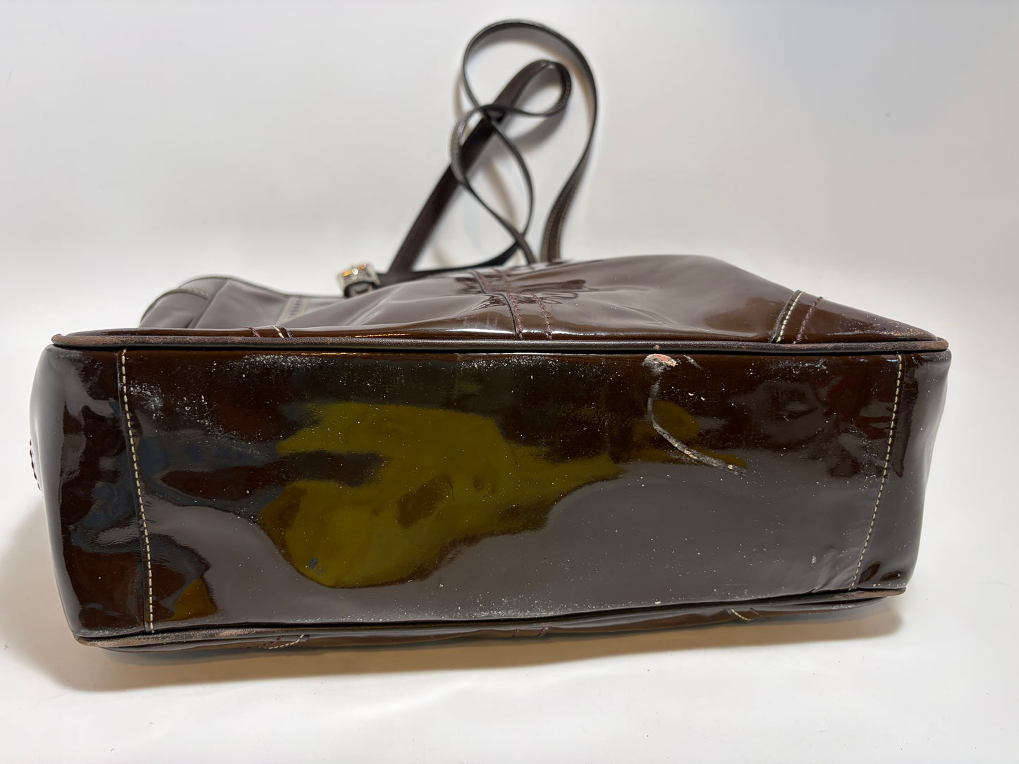 Coach Patent Leather Shoulder Bag/Tote in Chocolate Brown