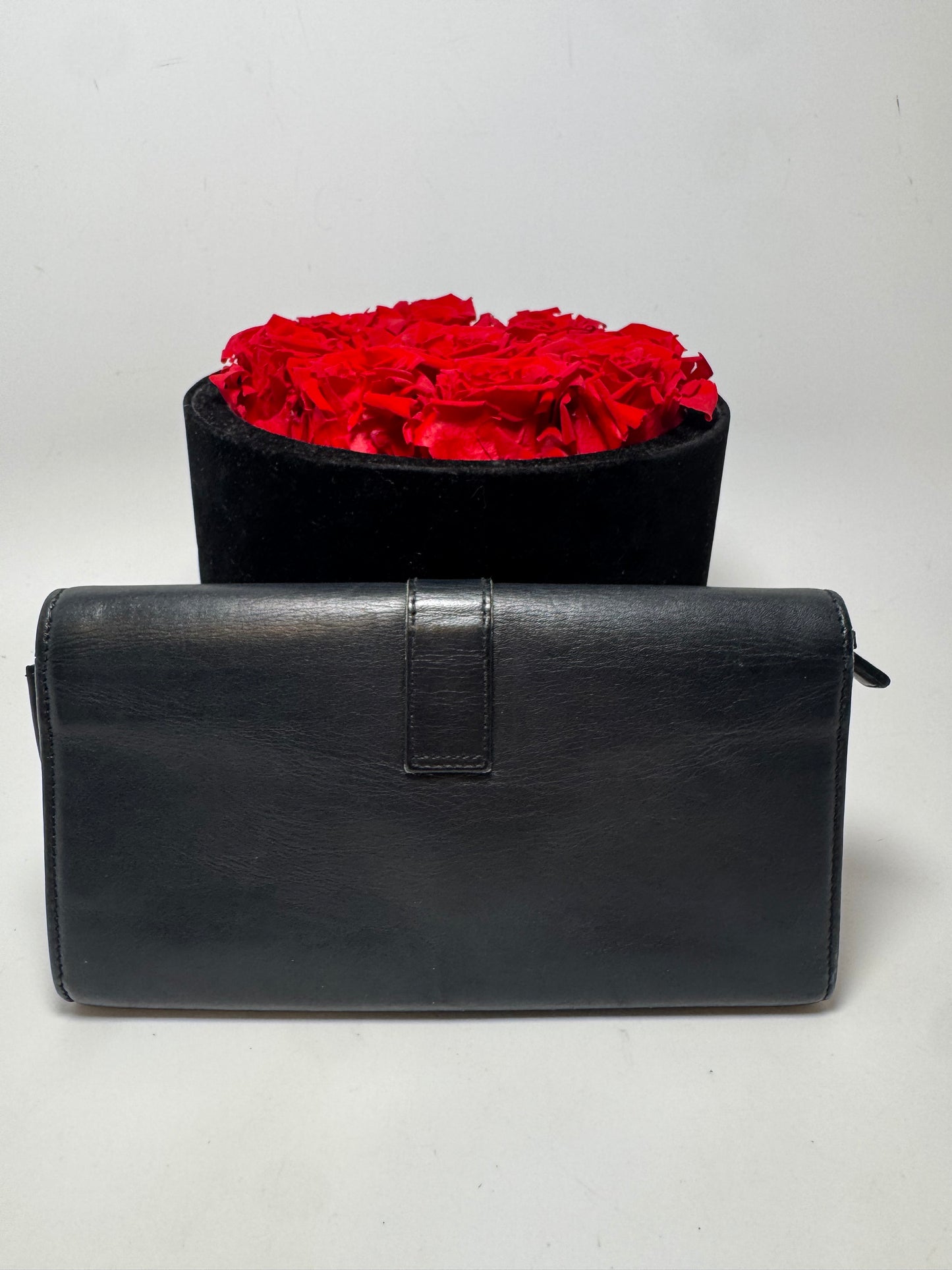 Yves Saint Laurent Black Leather Clutch w/Gold