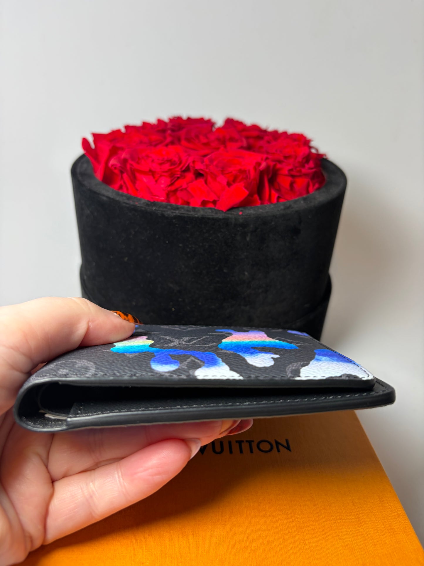 Louis Vuitton Sunrise Monogram Eclipse Bifold Wallet Full Set with Box, Dust Bag & COA- Like New