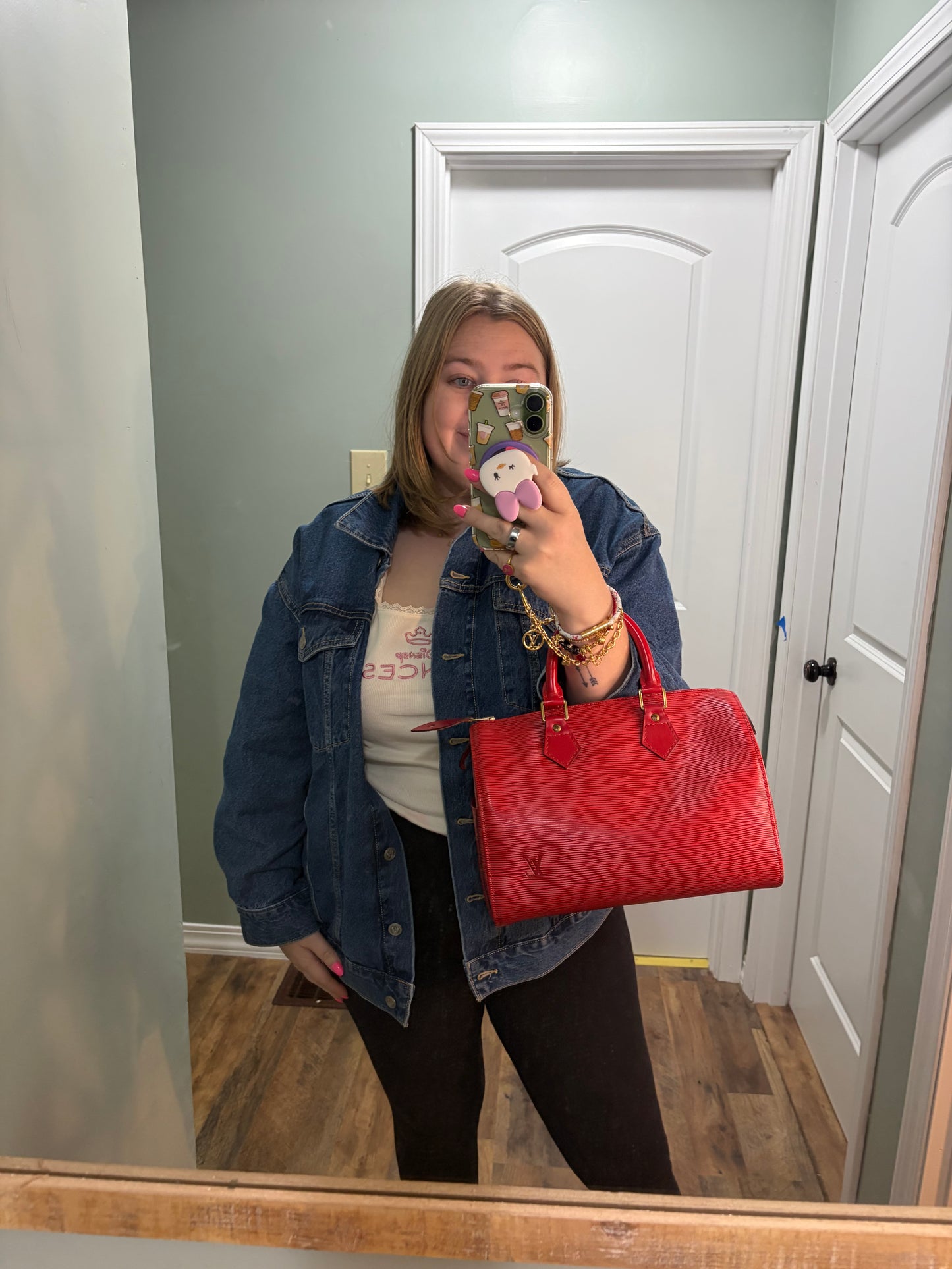 Louis Vuitton Speedy 25 Red Epi Leather, Made in France June 1994