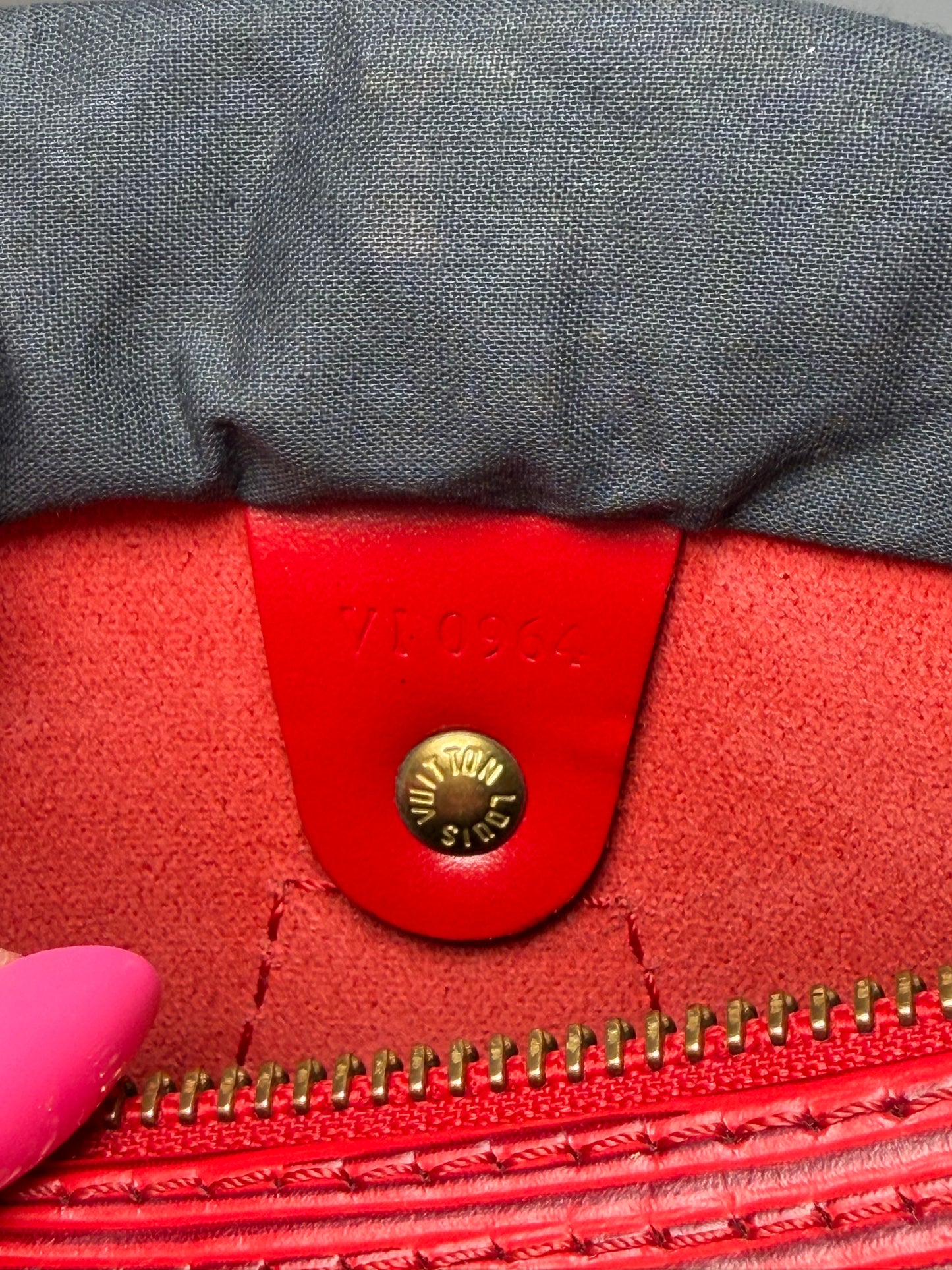 Louis Vuitton Speedy 25 Red Epi Leather, Made in France June 1994
