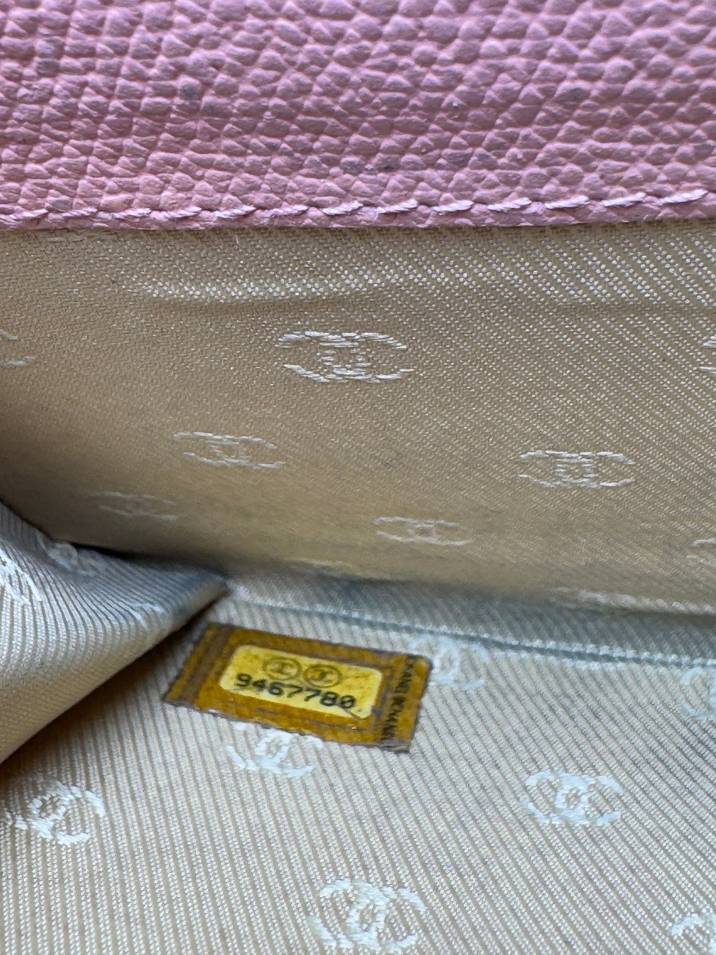 Chanel Vintage Button Line Pink Snap Compact Wallet Coco Mark Trifold