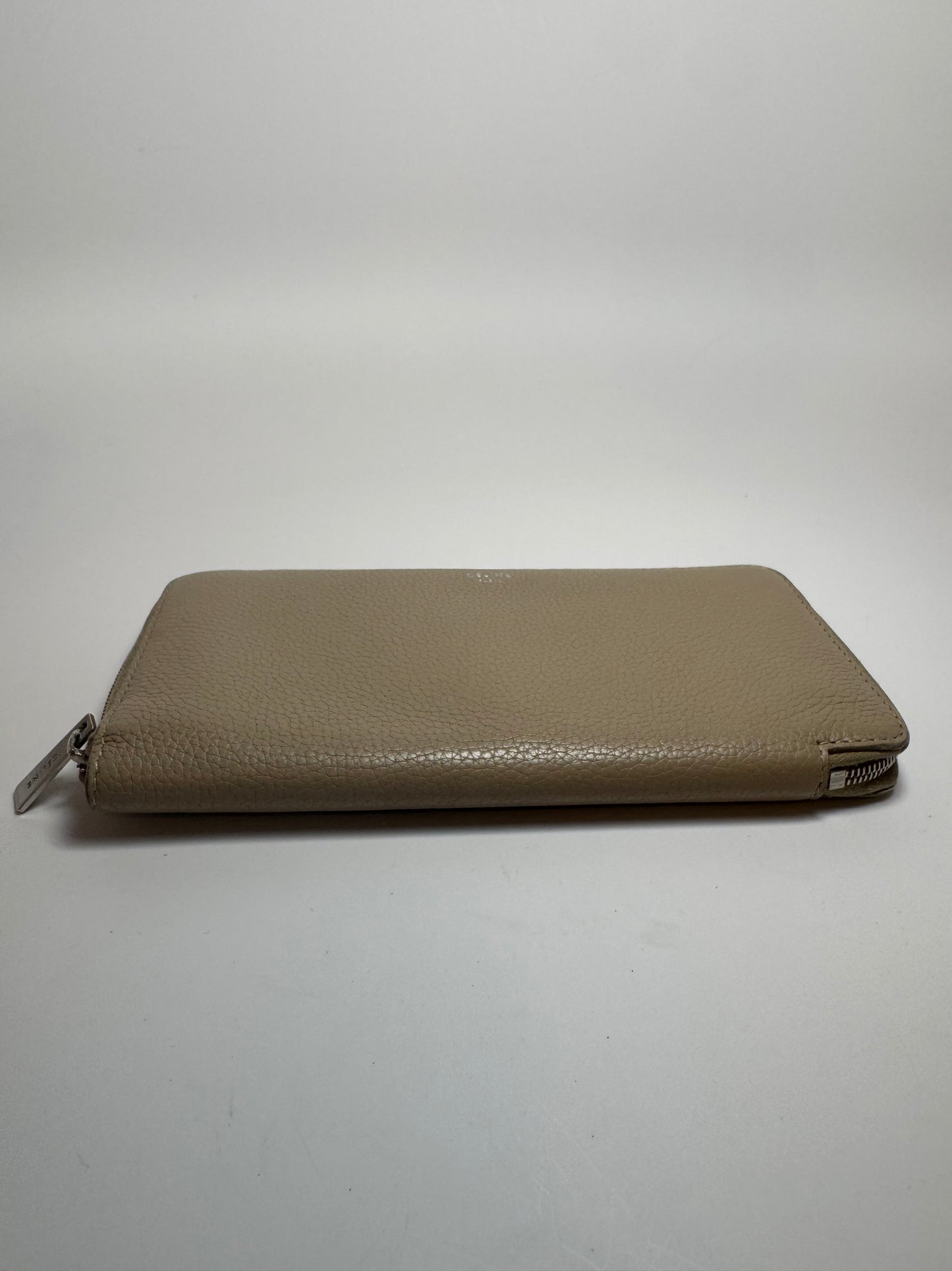 Celine Portefeuille Zip Around Taupe Pebbled Leather Wallet Luxury Wallet