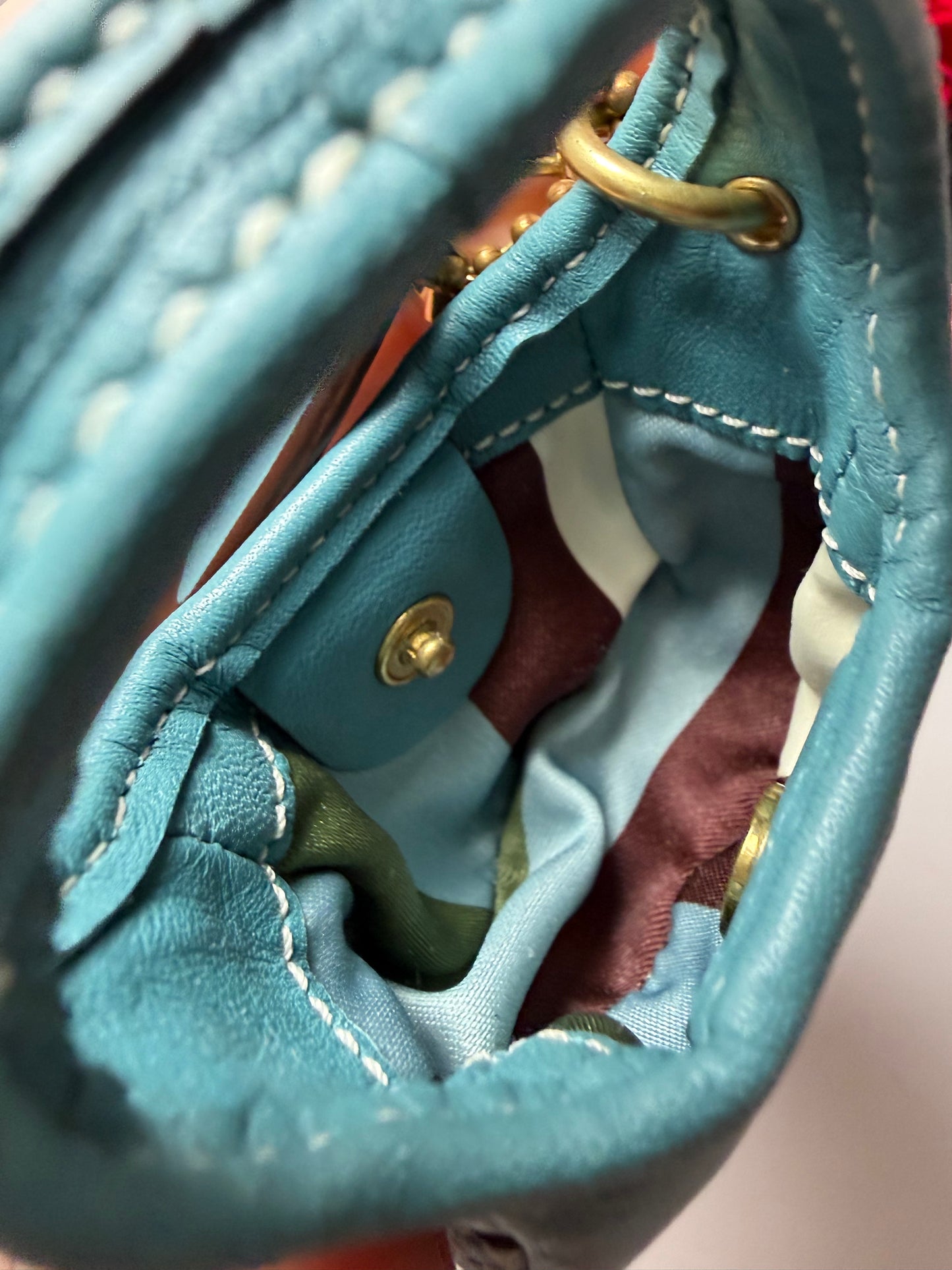 Vintage Coach Mini Hobo Ergo Key Ring/Bag Charm Blue Leather Mini Bag