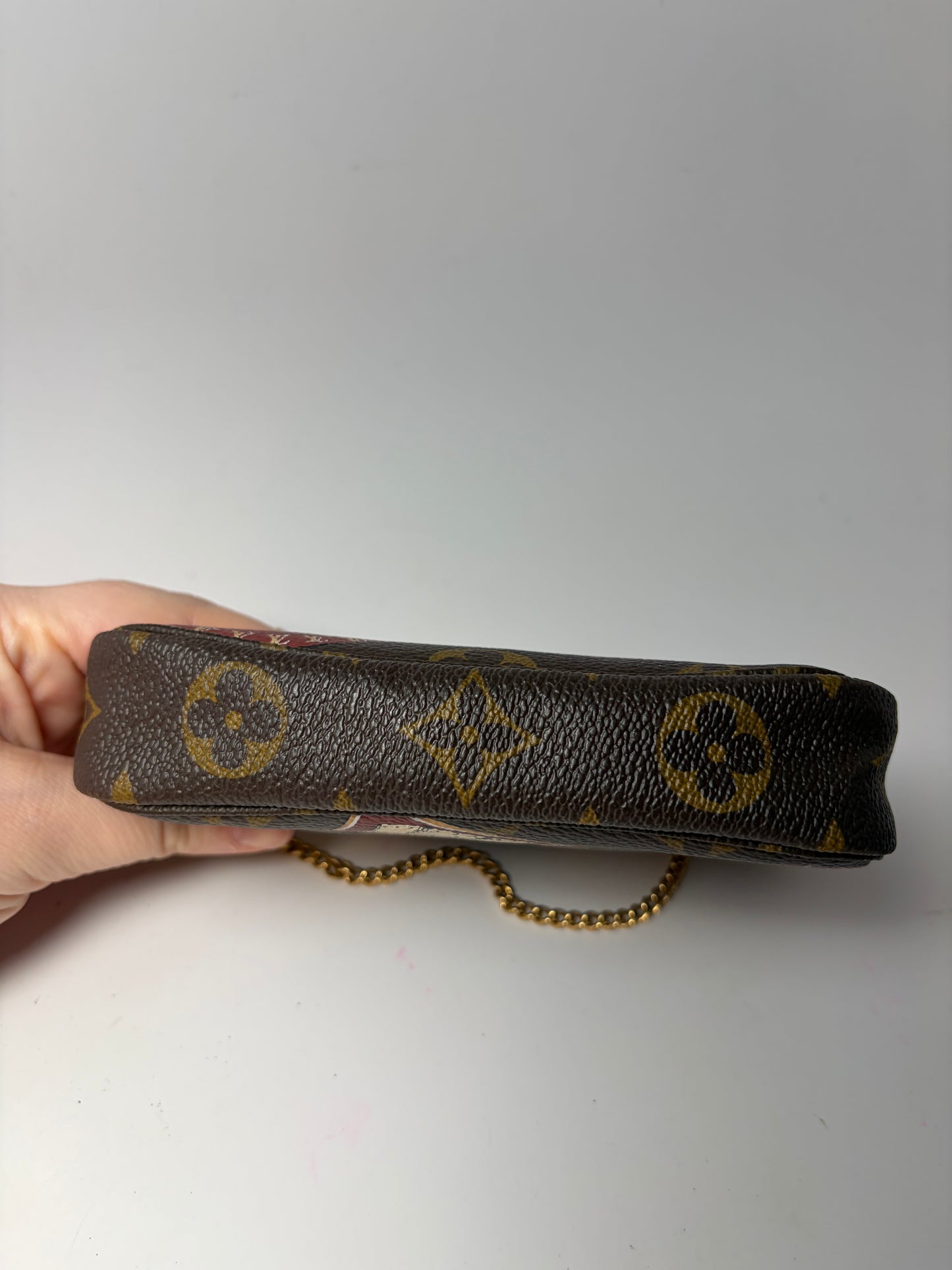 Louis Vuitton Monogram Patches Mini Pochette with Chain & COA