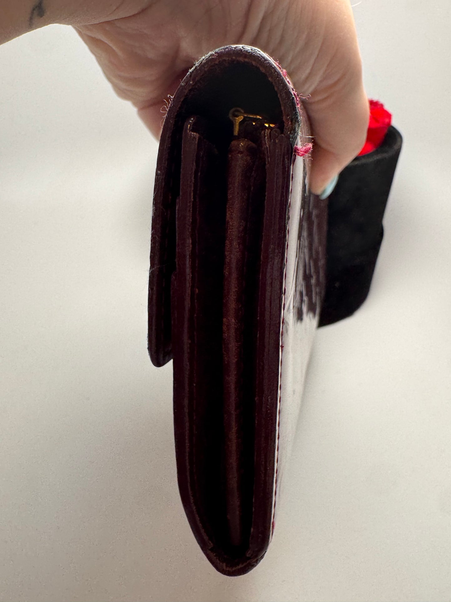 Louis Vuitton Sarah Vernis Leather Burgundy Wallet- Fair Condition