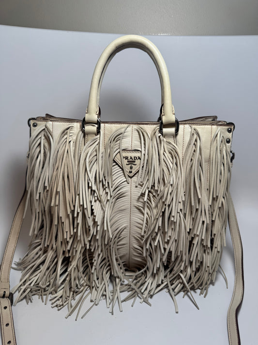 Prada Nappa Fringe Medium Tote Bag/Crossbody LIKE NEW condition w/authenticity cards & tag