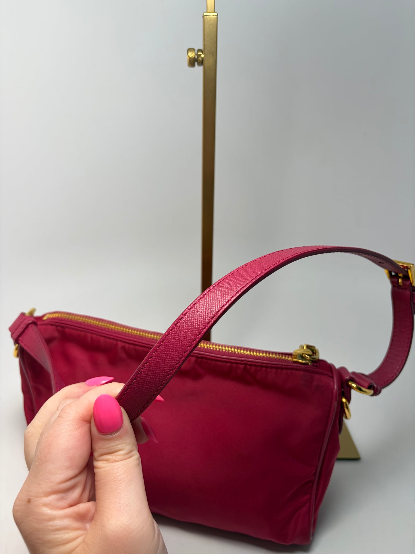 Prada Tessuto Peonia Pink Nylon Shoulder Bag