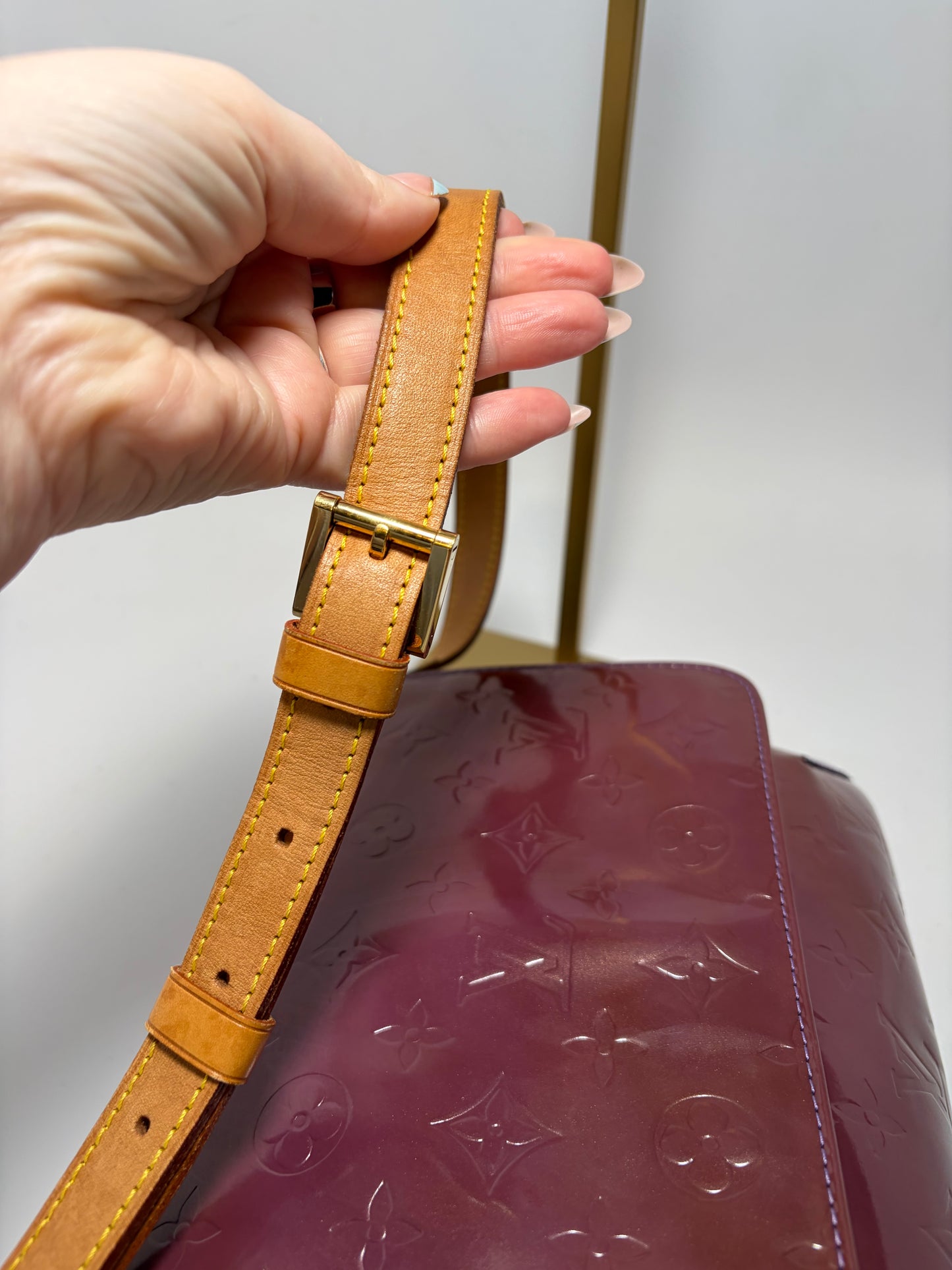 Louis Vuitton Thompson Street Purple Vernis Leather Monogram Shoulder Bag with Purple leather interior