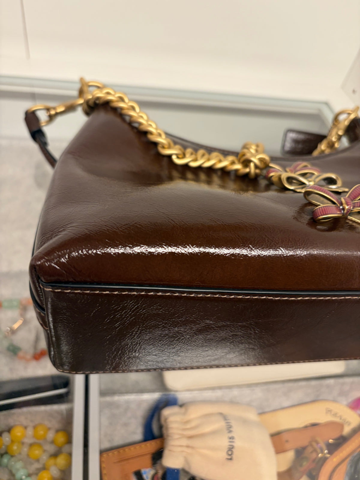 Coach Juliette 25 Maple Glazed Leather Shoulder Bag/Crossbody Coach Create Bows